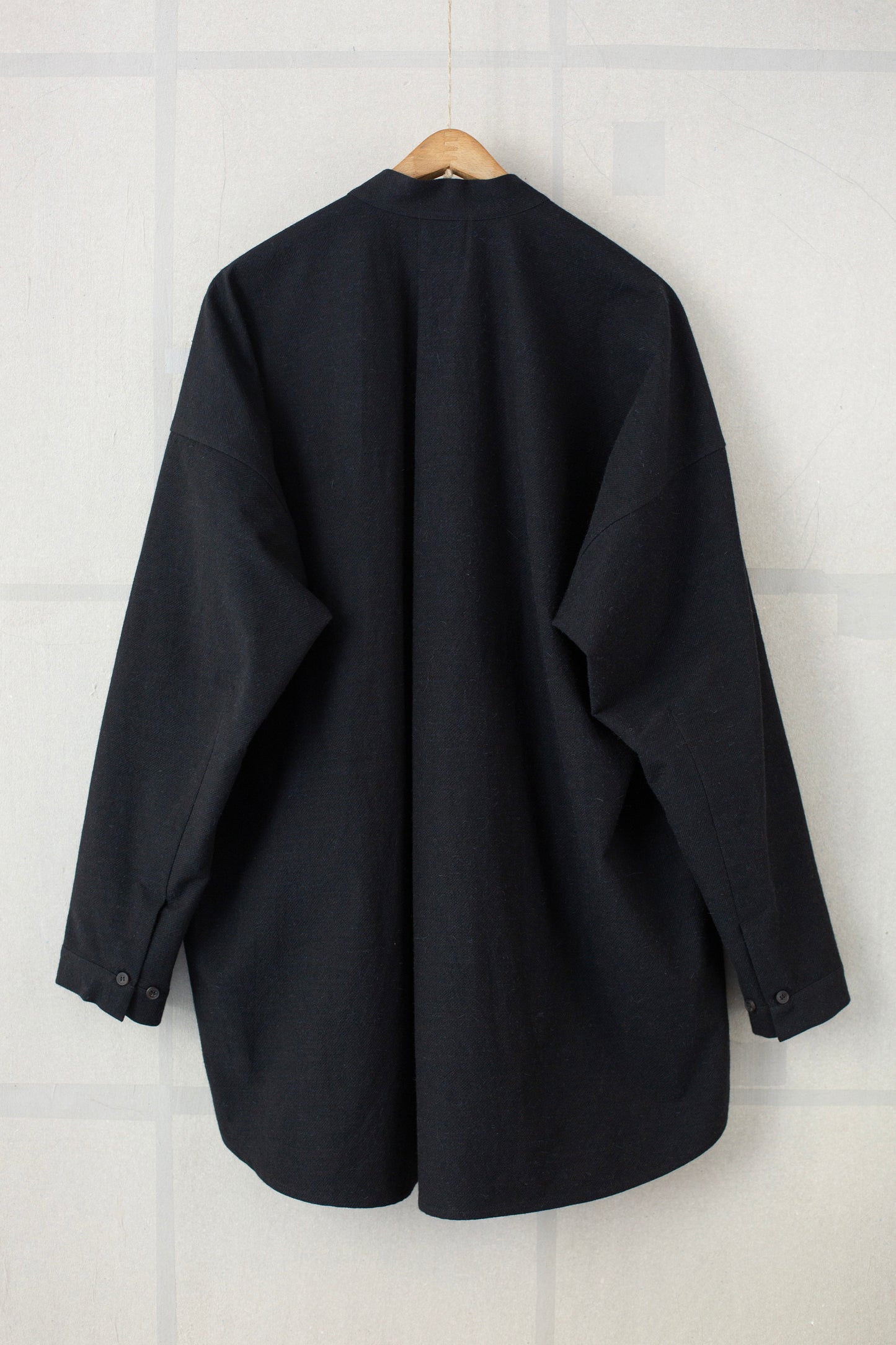 SHIRT#103 - ALPACA WOOL COTTON TWILL BLACK