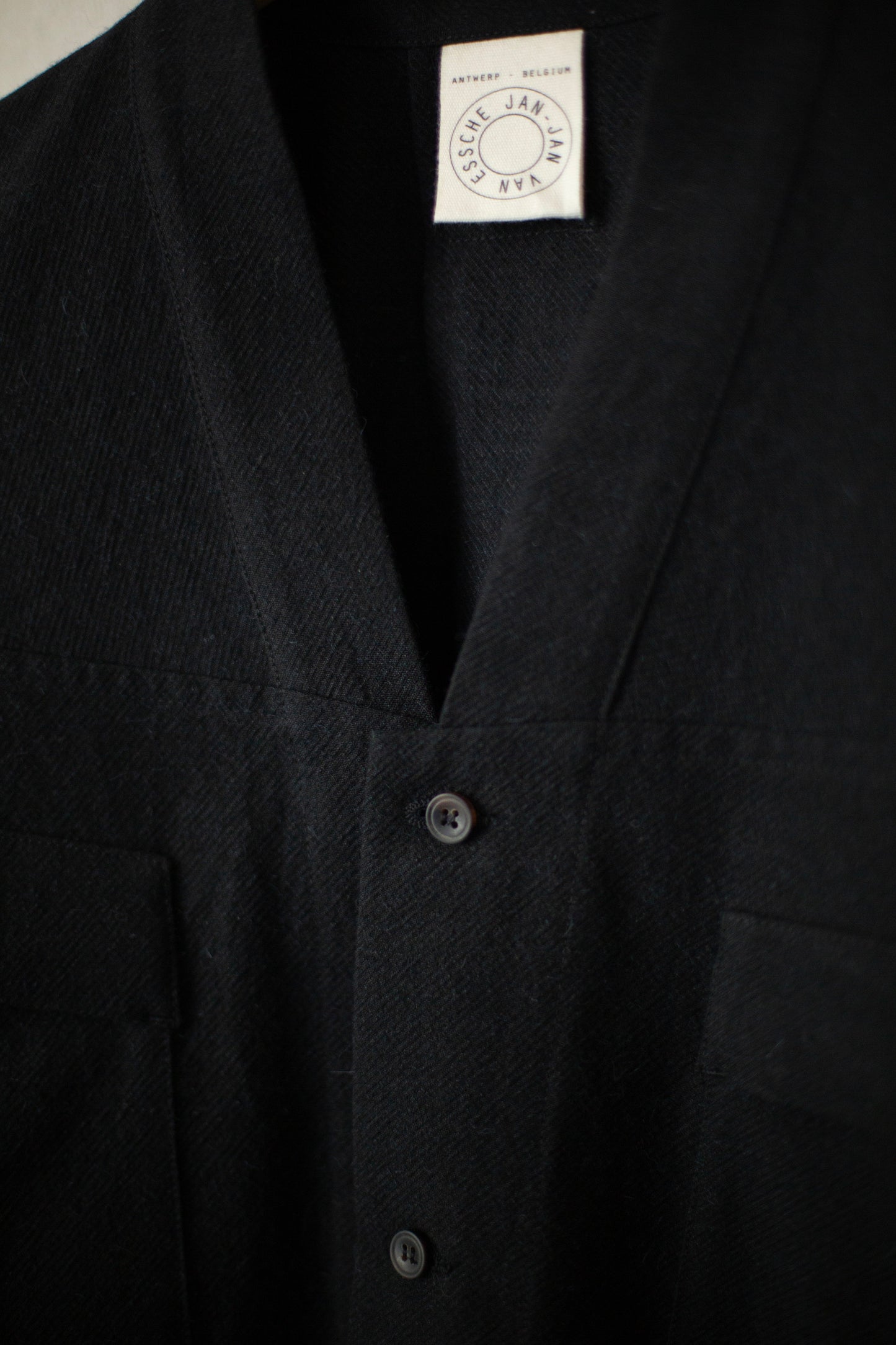 SHIRT#103 - ALPACA WOOL COTTON TWILL BLACK