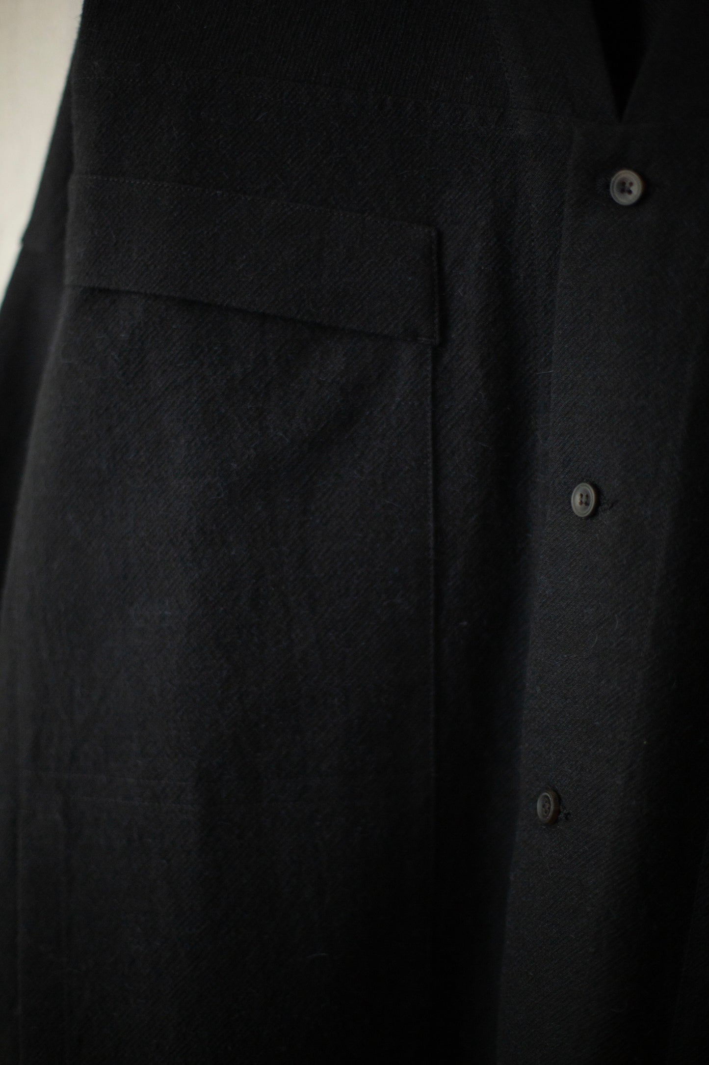 SHIRT#103 - ALPACA WOOL COTTON TWILL BLACK