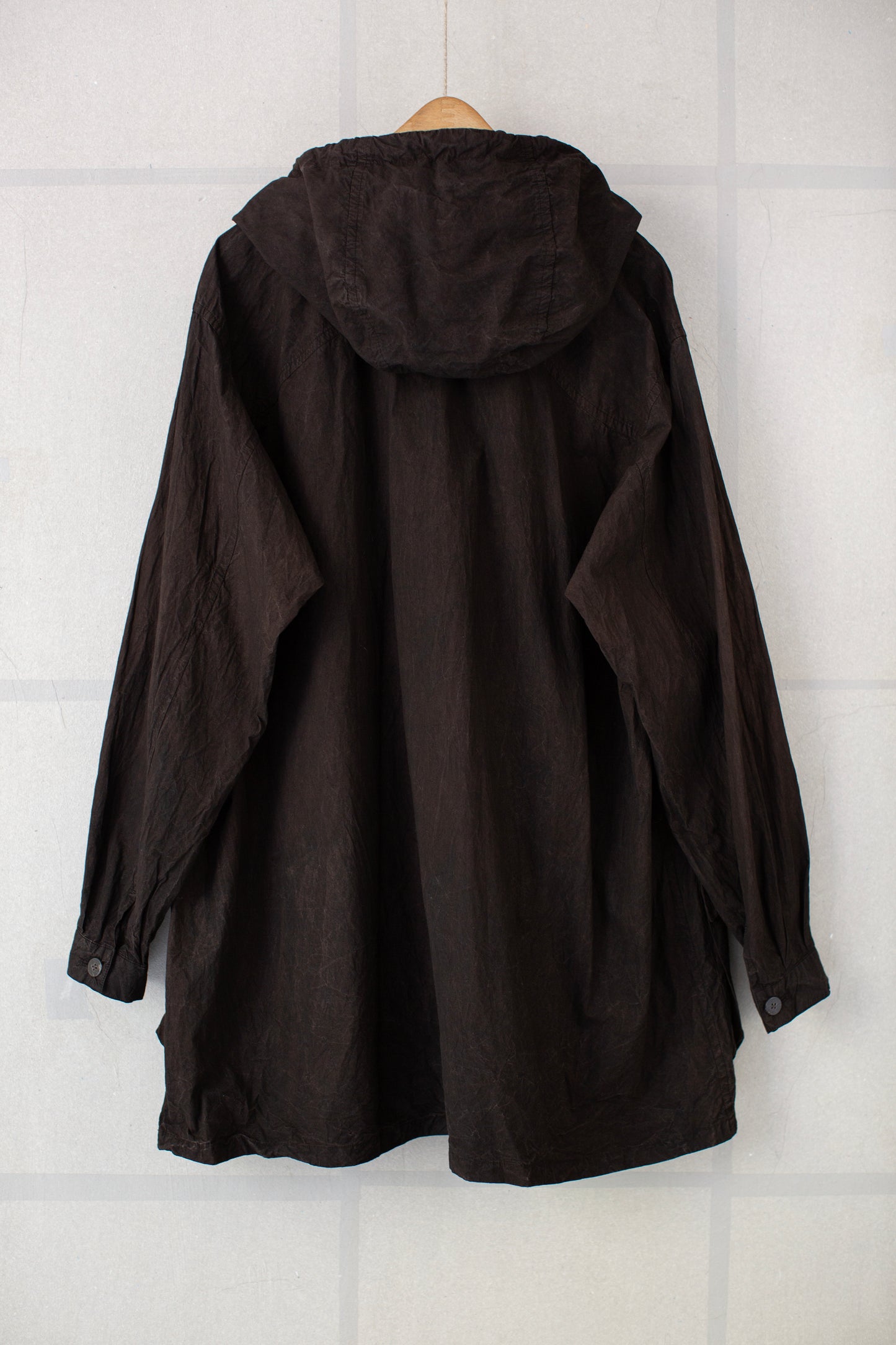 Fabric Forming Anorak in Natural Dye Dark Mud Brown