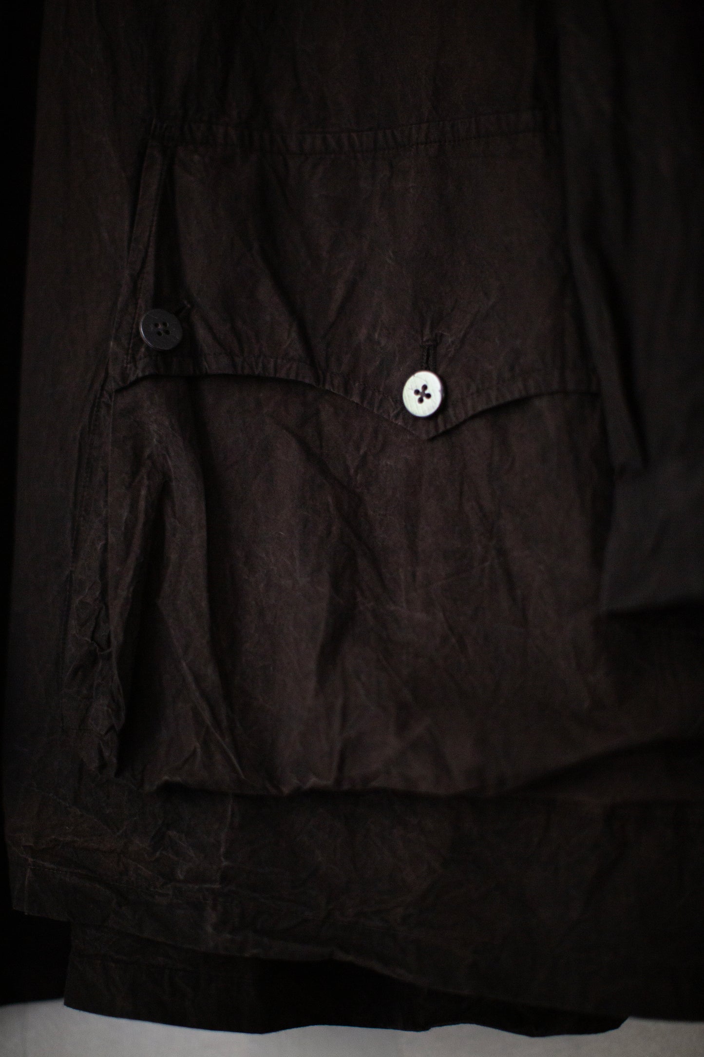 Fabric Forming Anorak in Natural Dye Dark Mud Brown