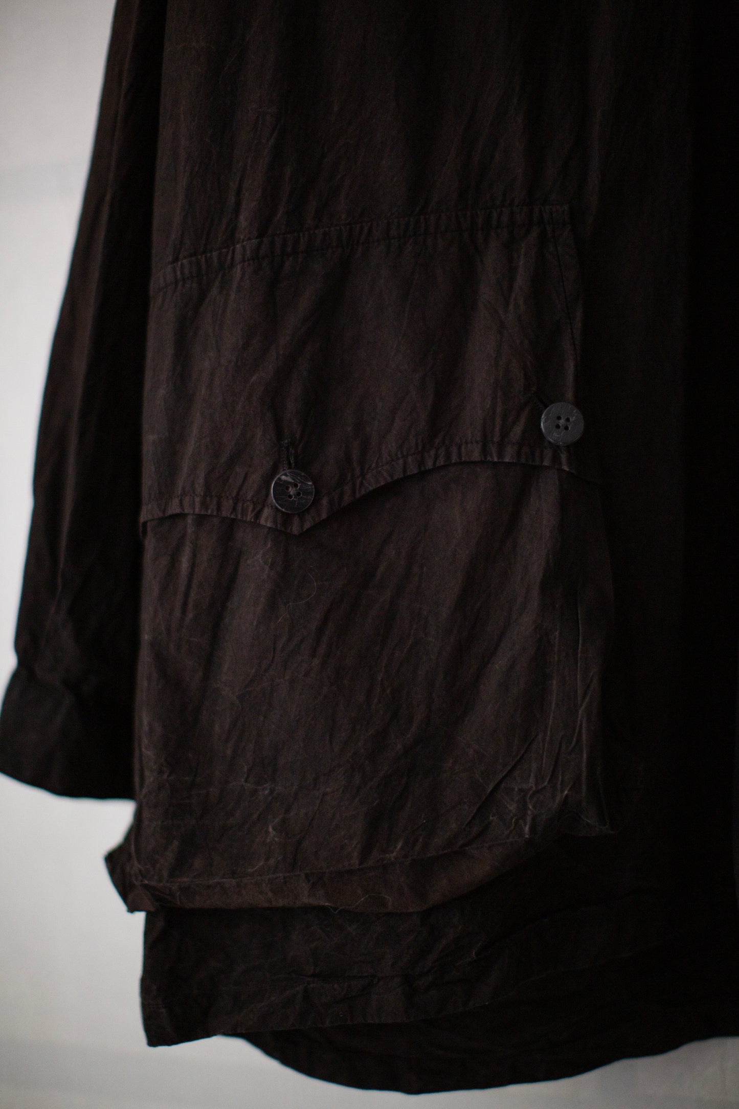 Fabric Forming Anorak in Natural Dye Dark Mud Brown