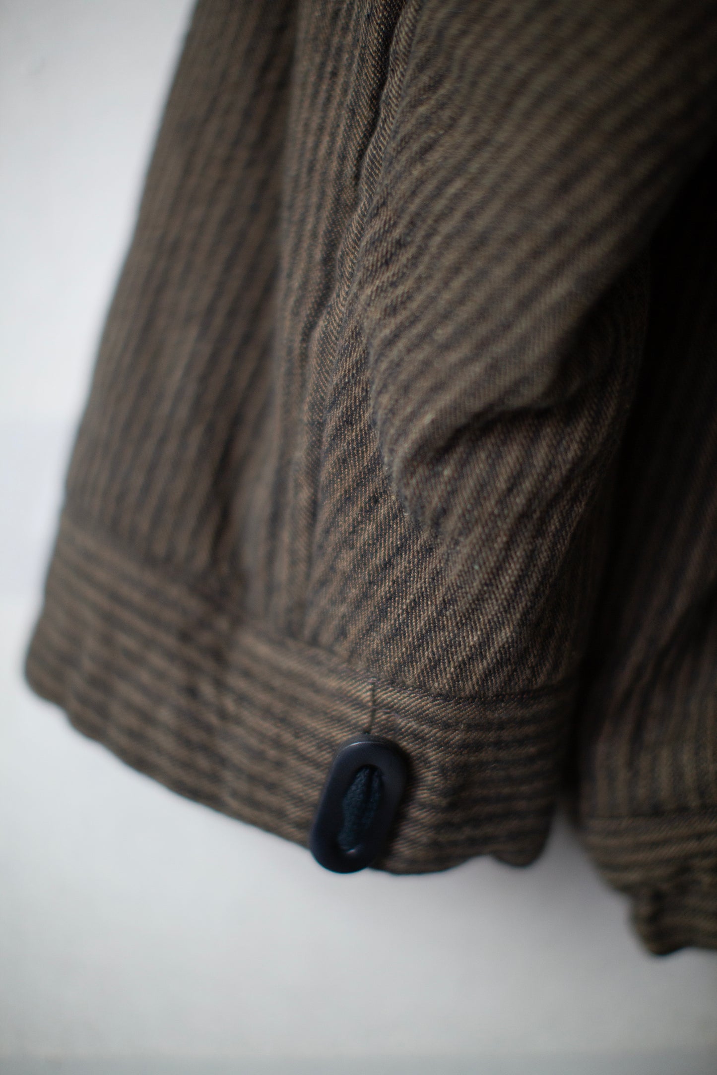 JACKET#67 - PADDED KHAKI STRIPED HEMP COTTON REED TWILL