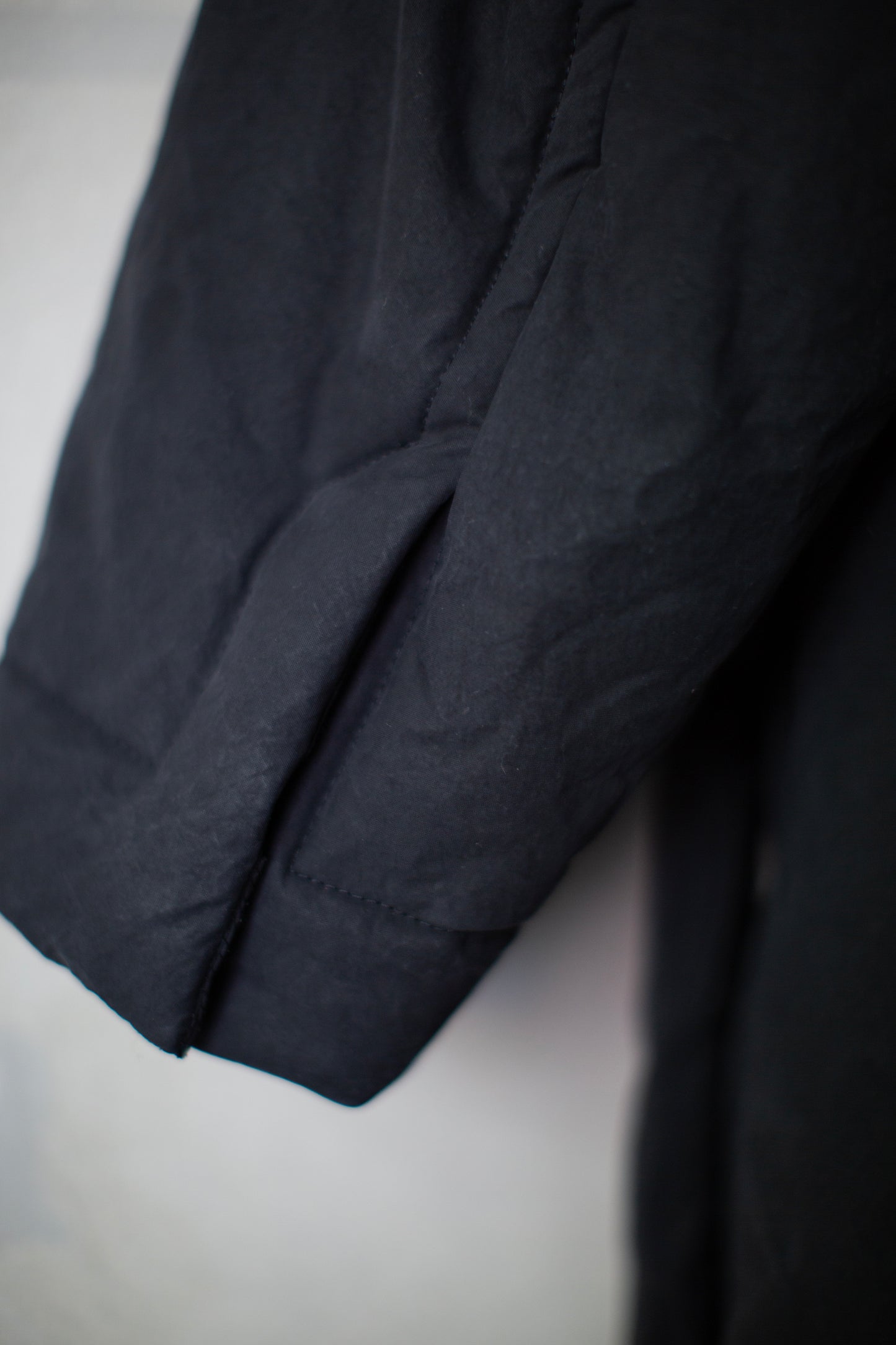 COAT#36 - PADDED DEEP BLACK TIME WASHED CANVAS