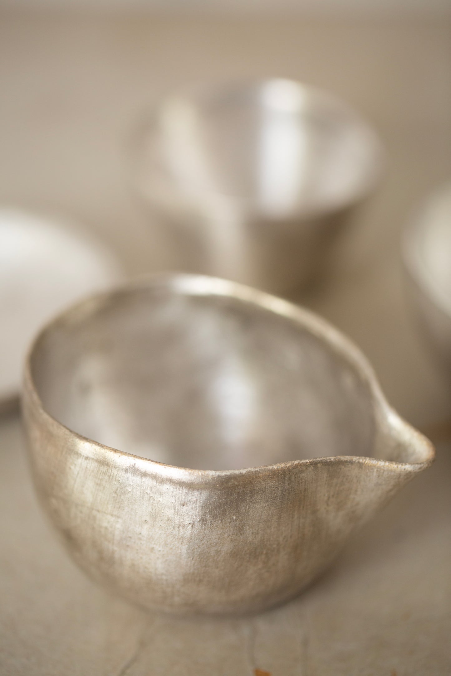 Set of silver glaze pourer + sake cup