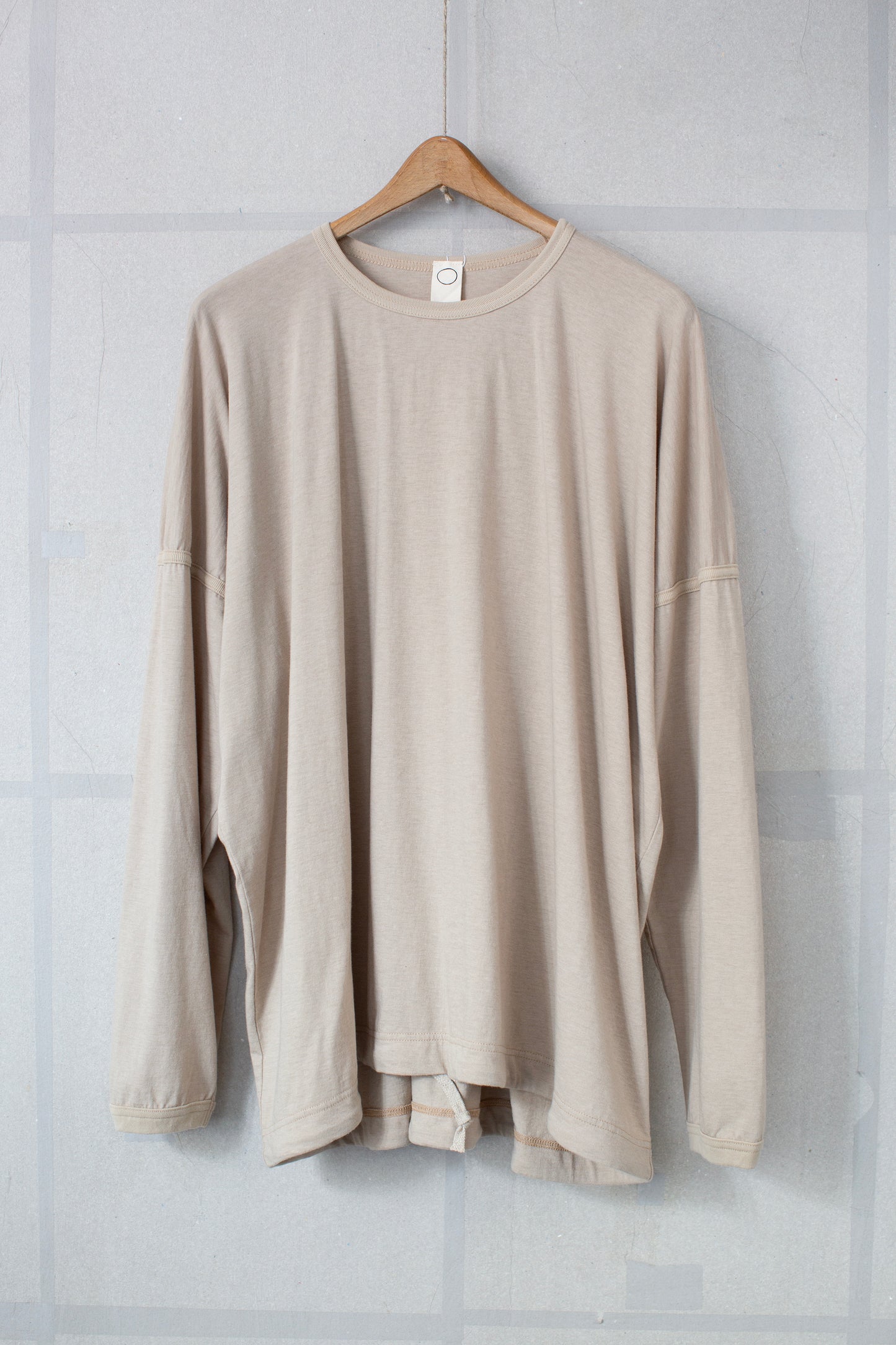 ash sand cotton wool jersey long sleeve balloon tee