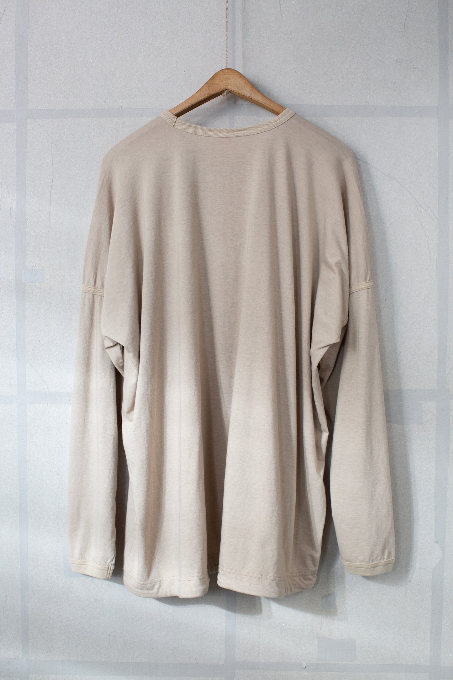 ash sand cotton wool jersey long sleeve balloon tee