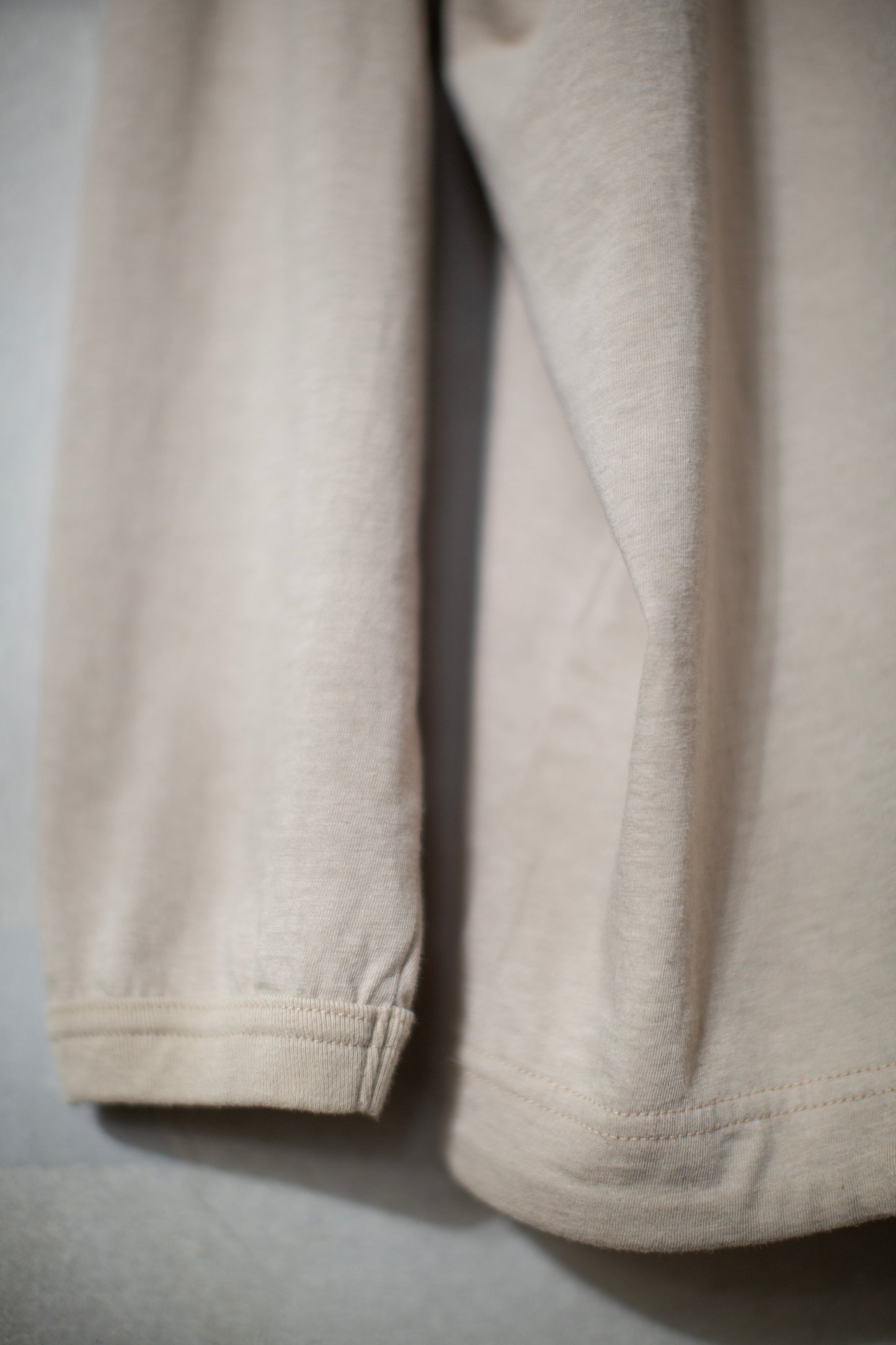 ash sand cotton wool jersey long sleeve balloon tee