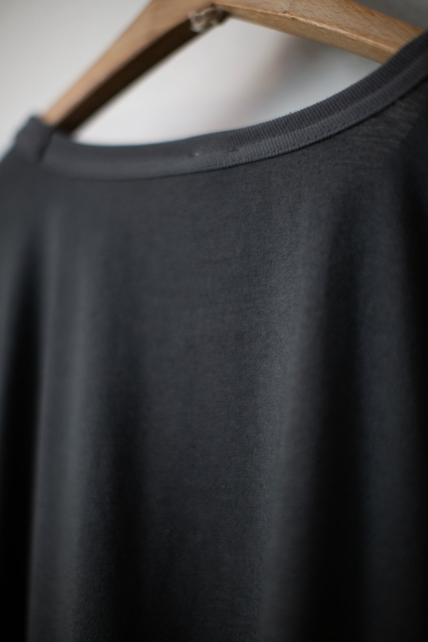 off black cotton wool jersey long sleeve balloon tee