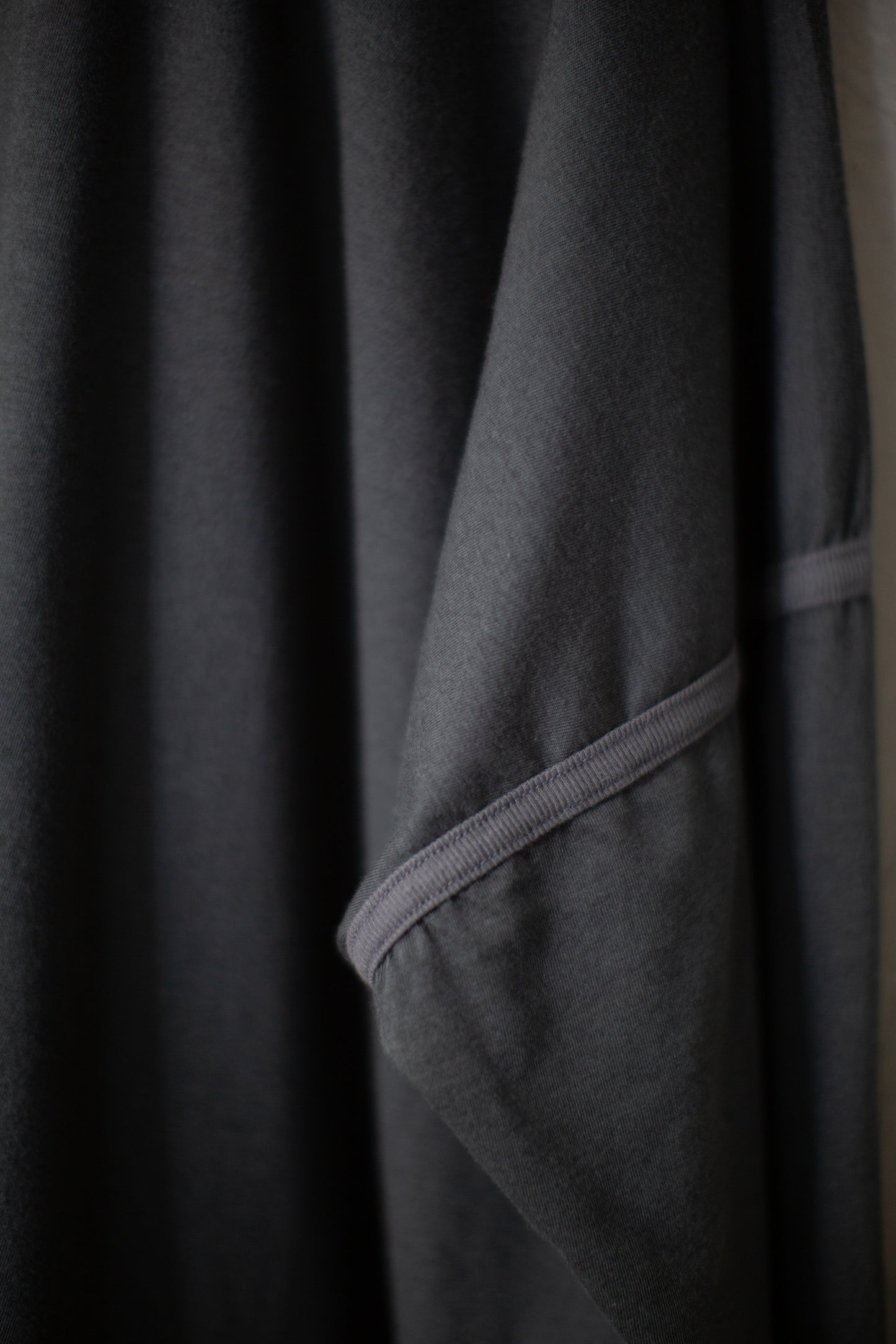 off black cotton wool jersey long sleeve balloon tee