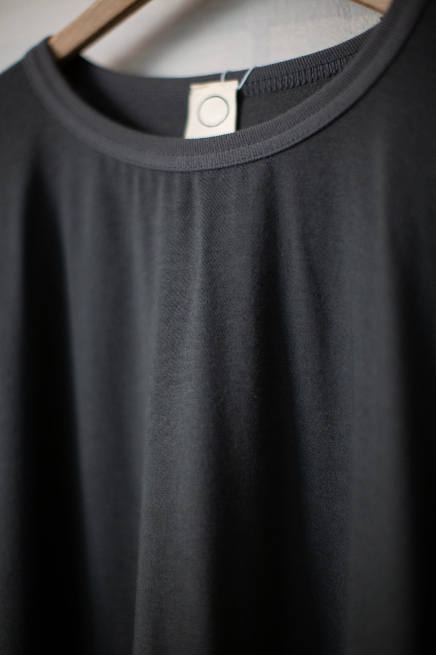 off black cotton wool jersey long sleeve balloon tee