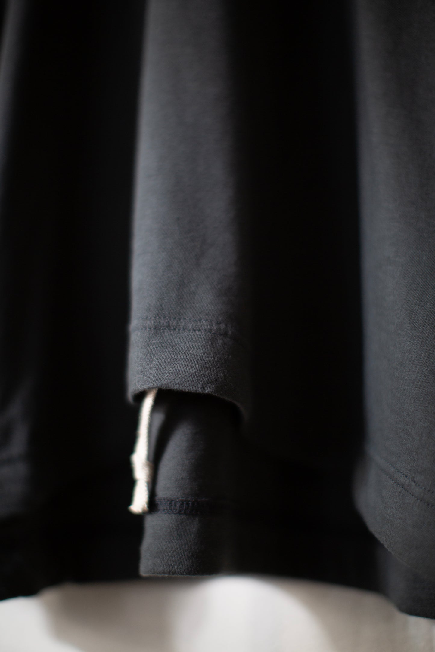 off black cotton wool jersey long sleeve balloon tee