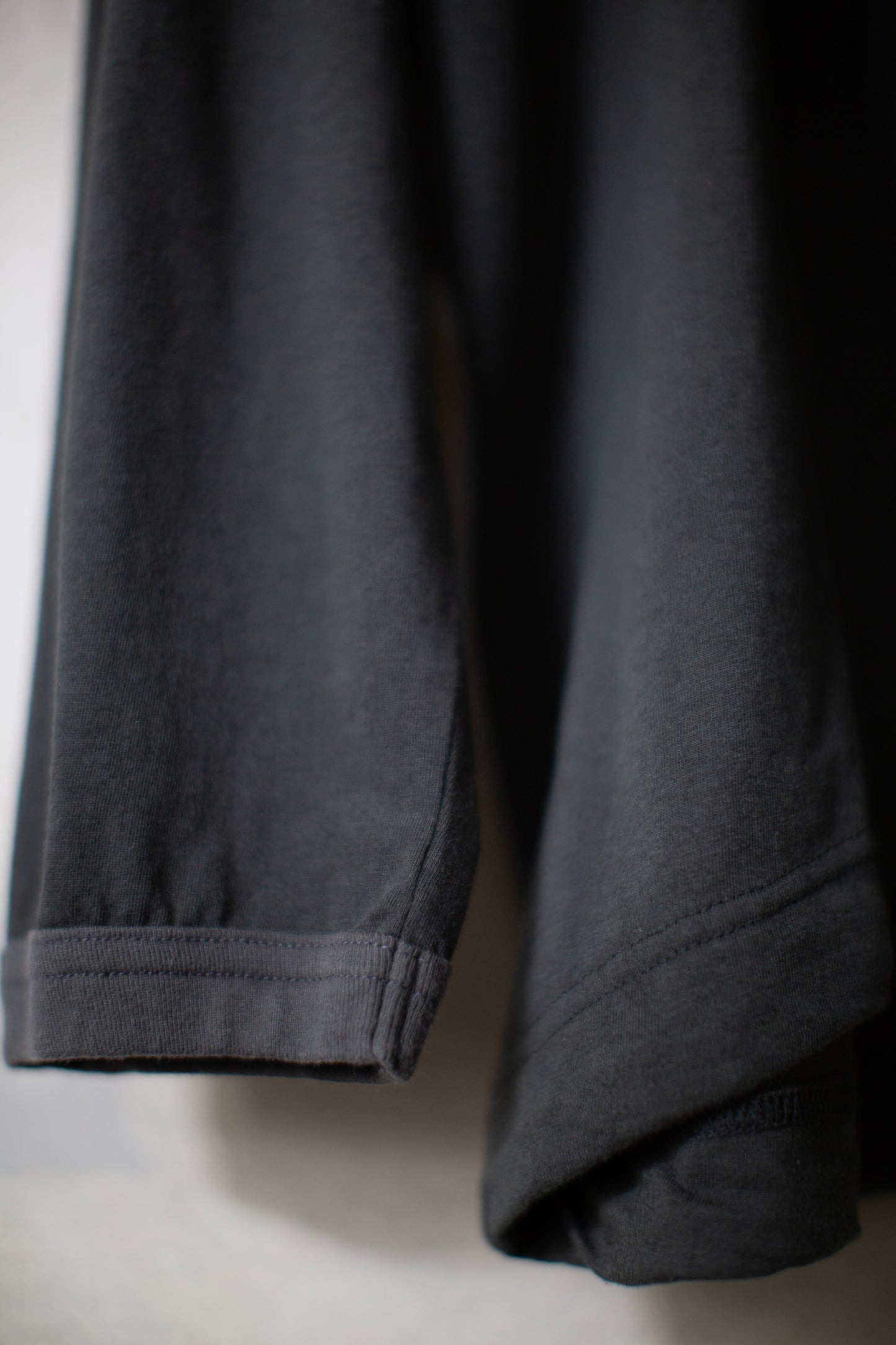 off black cotton wool jersey long sleeve balloon tee