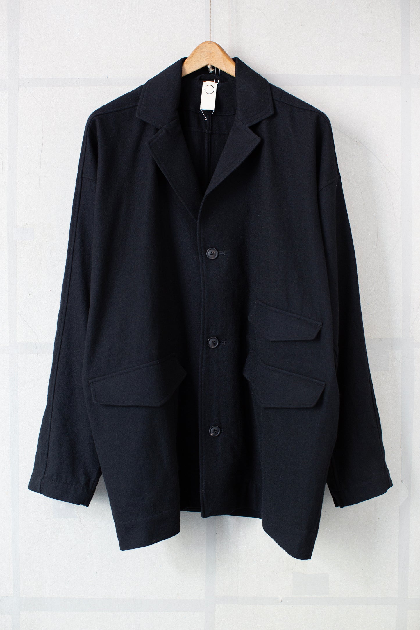 black brushed soft wool cloth blazer jacket
