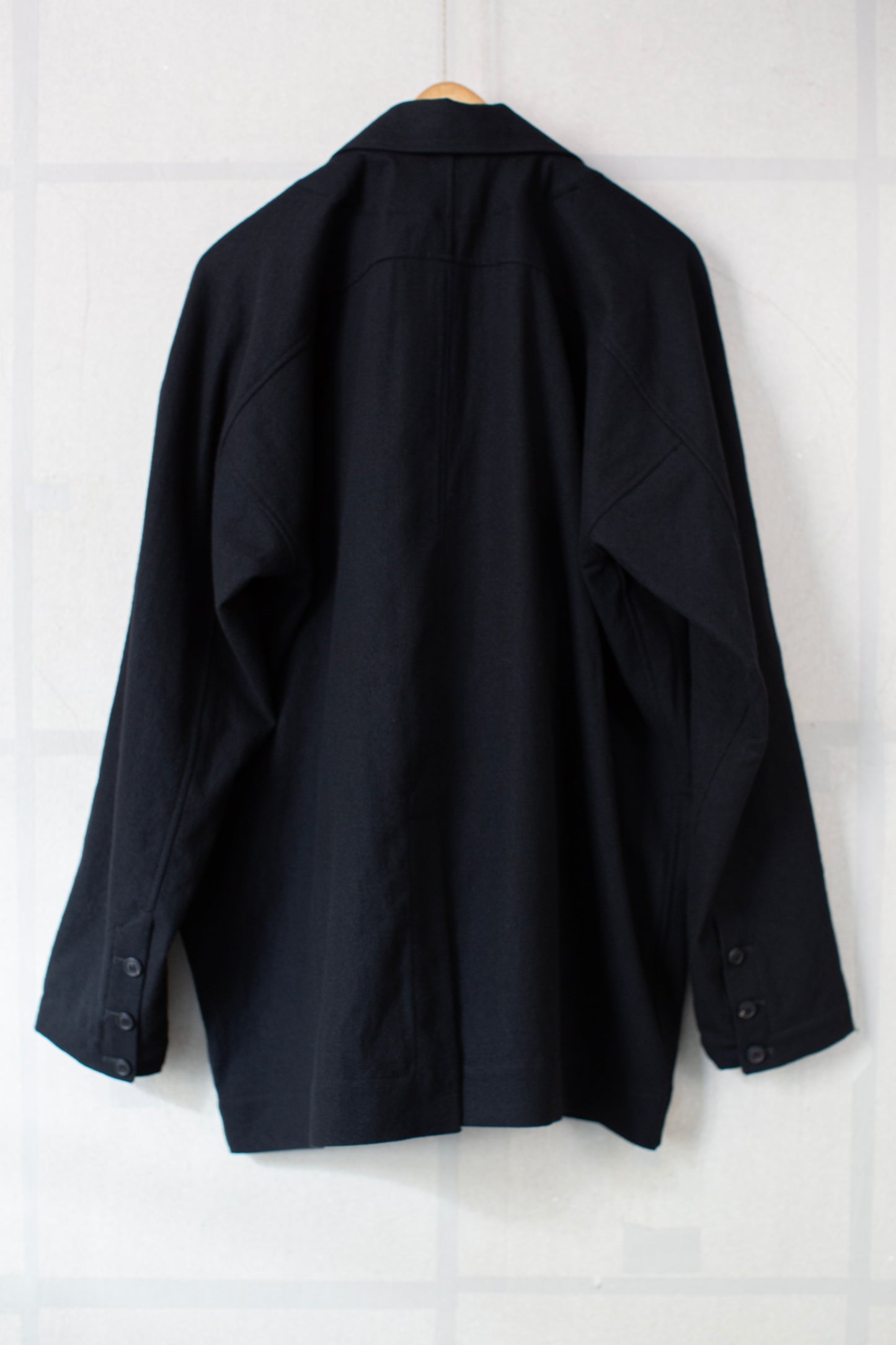 black brushed soft wool cloth blazer jacket