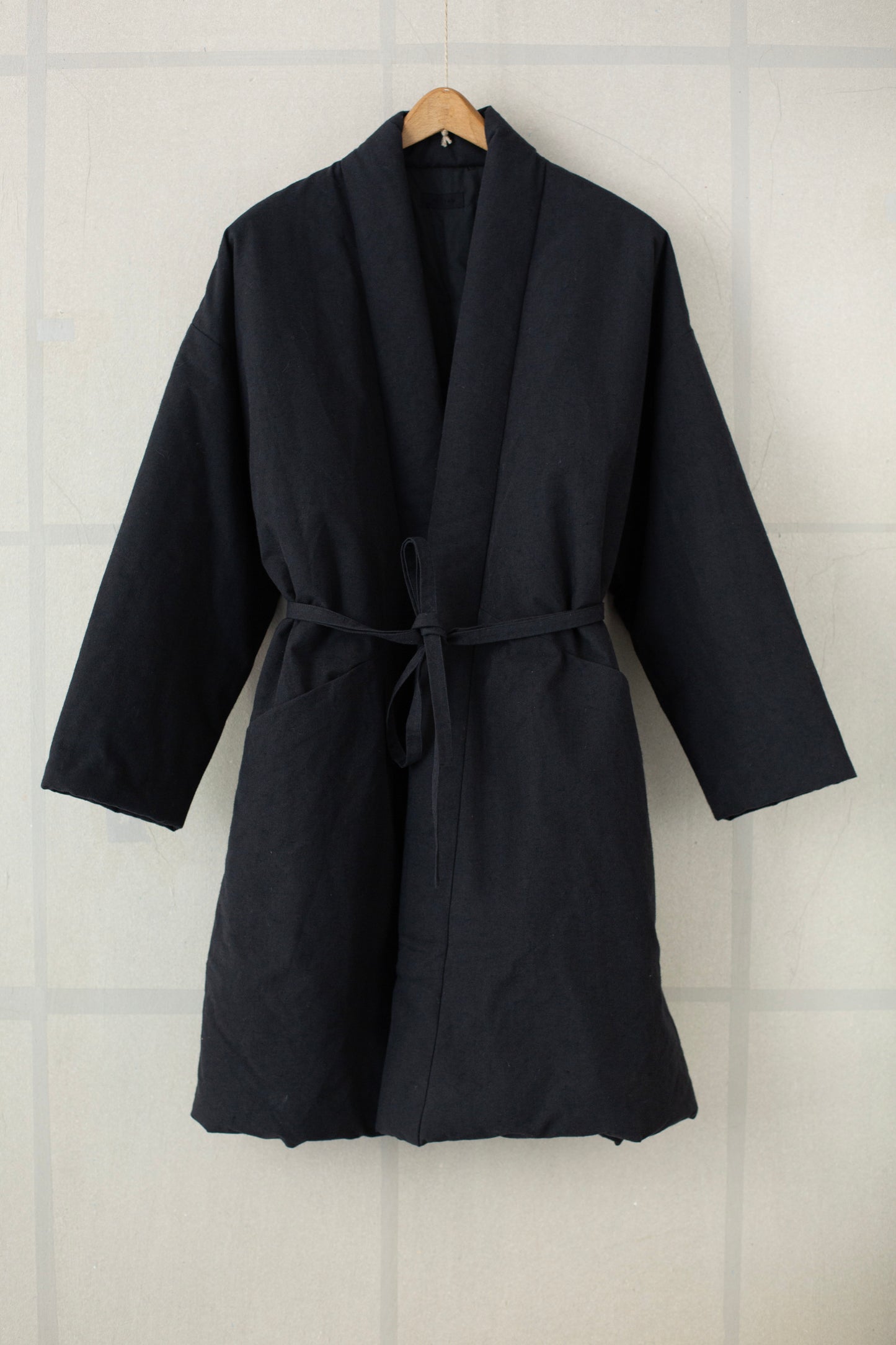 Black Futon Padded Kimono Coat