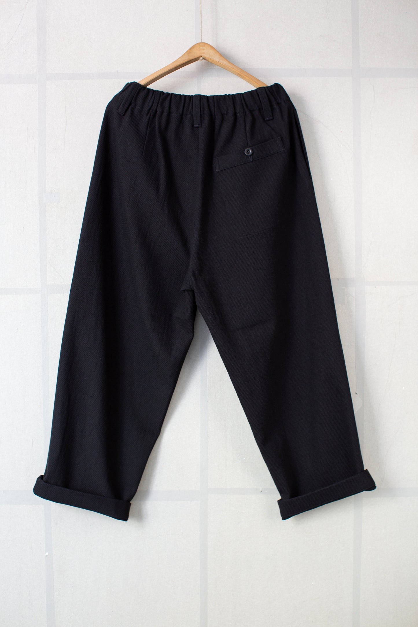 Elastic Pant in Black Cotton Kersey