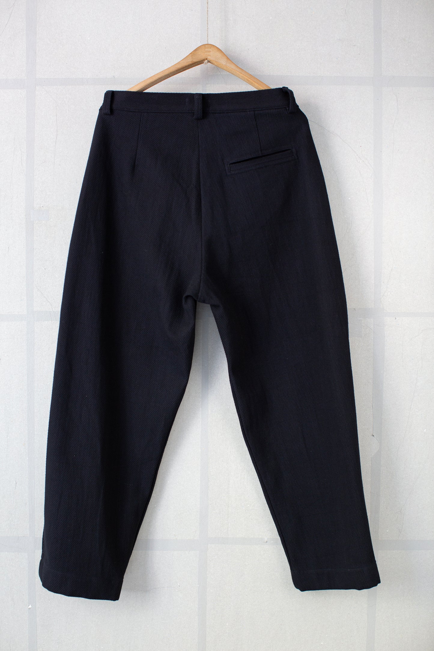 Single Pleat Pant in Black Cotton Kersey