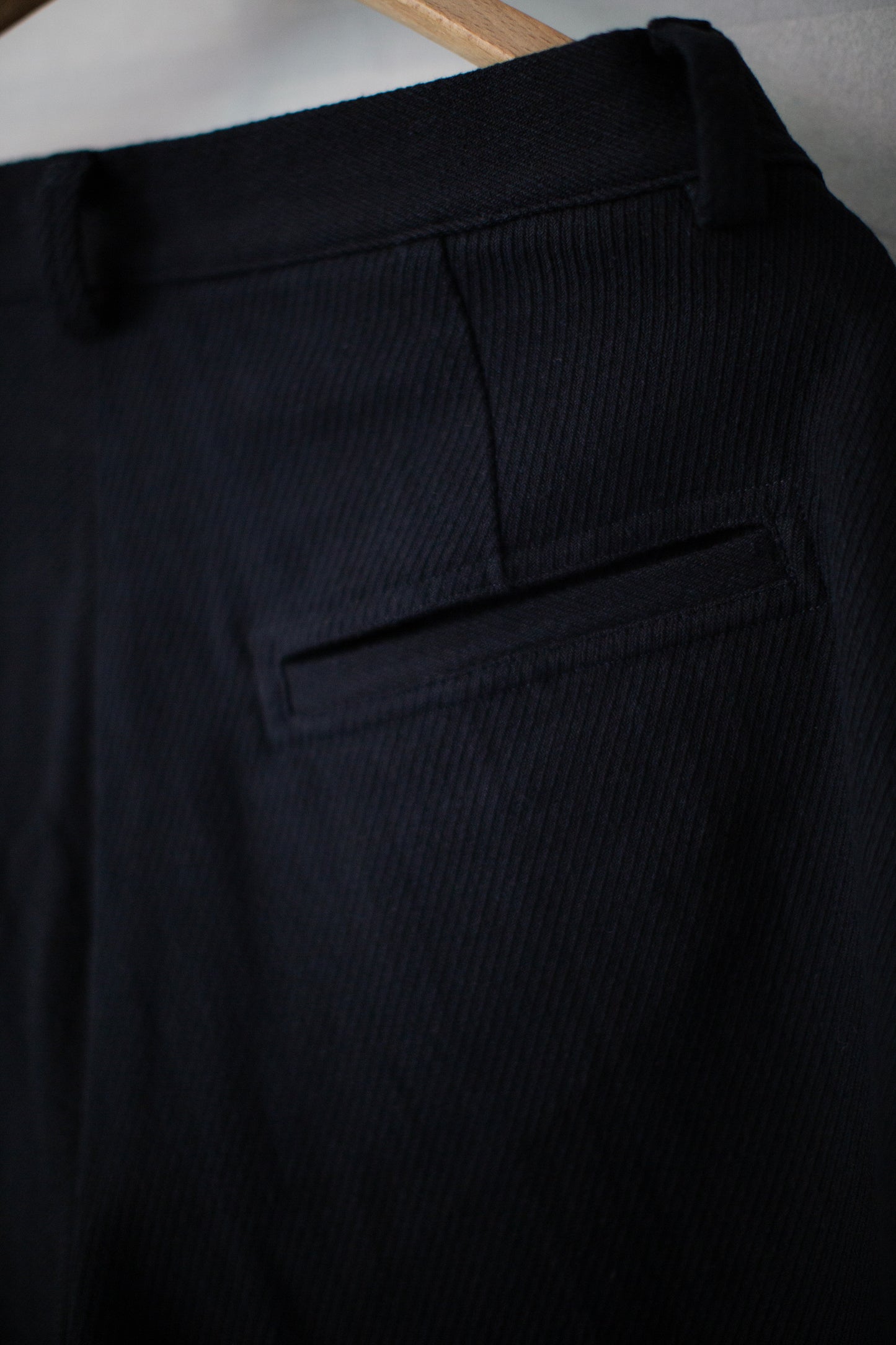 Single Pleat Pant in Black Cotton Kersey