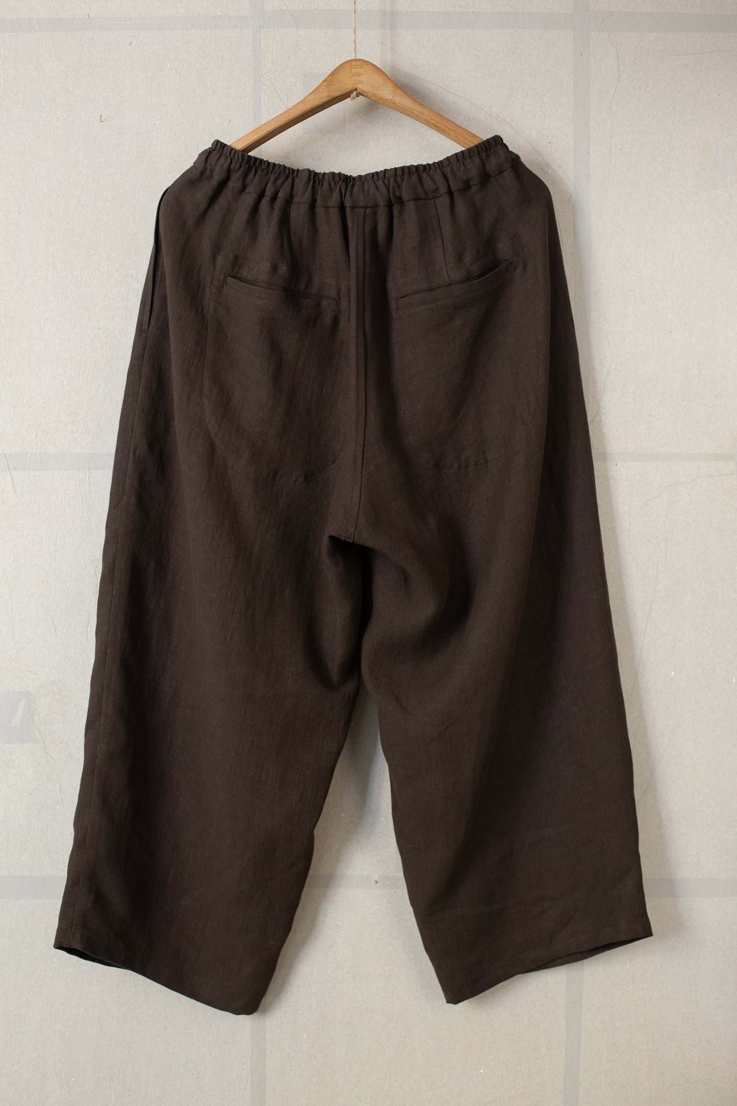 dark brown crepe linen broken trousers