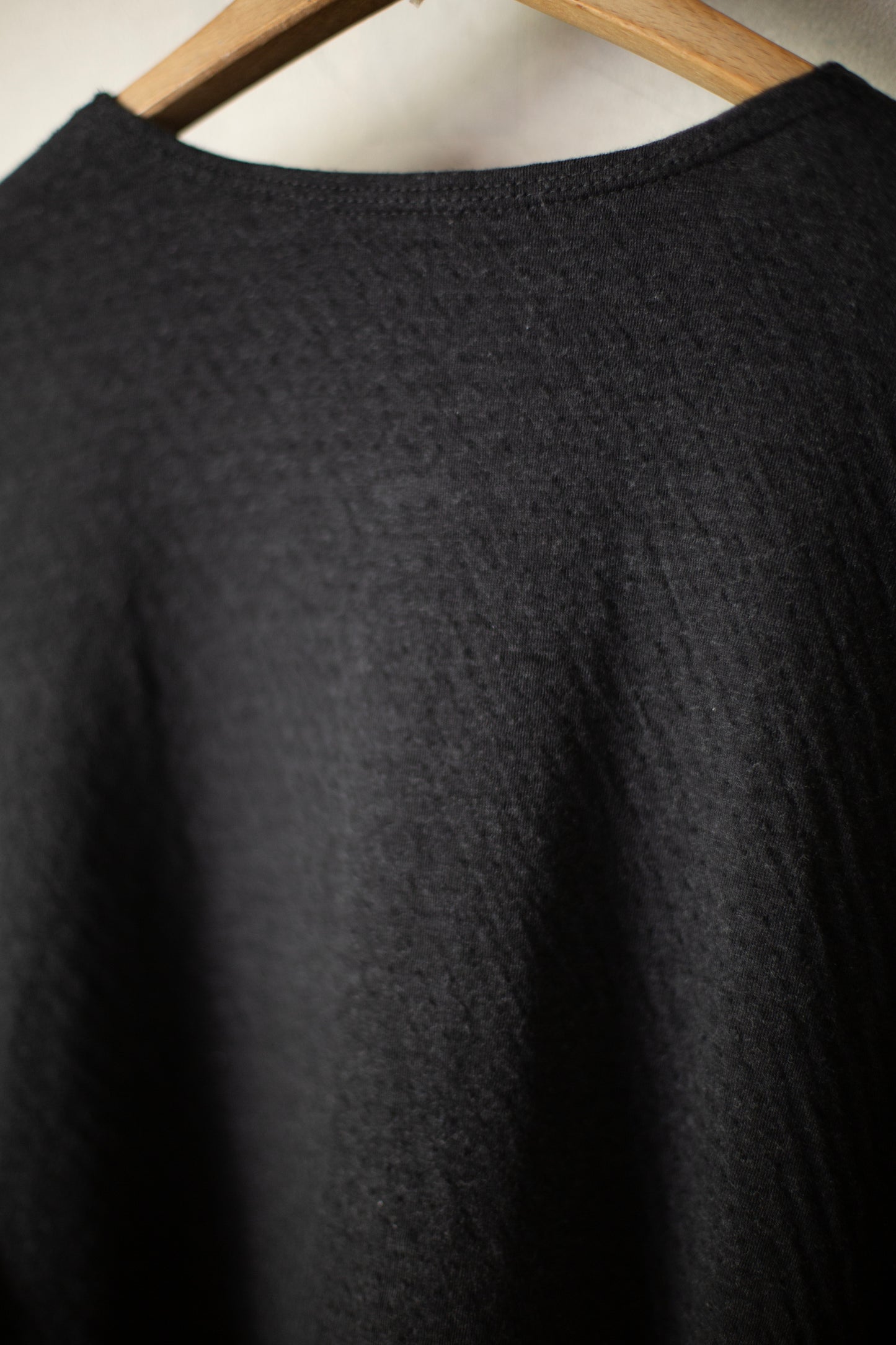 charcoal soft double cotton jersey henley neck t-shirt
