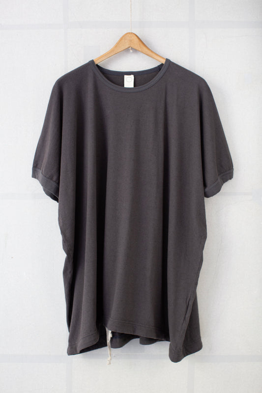 off black cotton hemp jersey balloon tee
