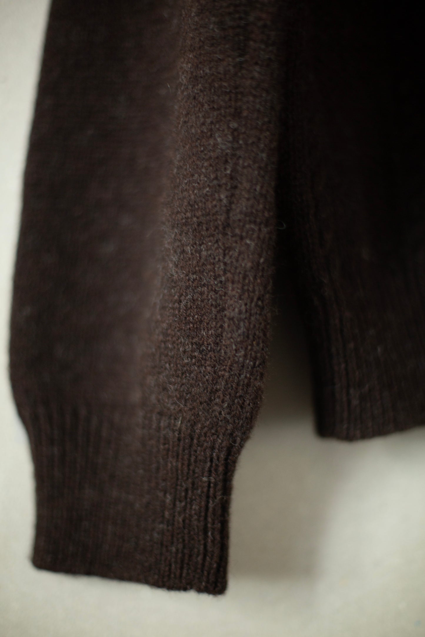 DARK BROWN SHETLAND WOOL GANSEY KNIT SWEATER