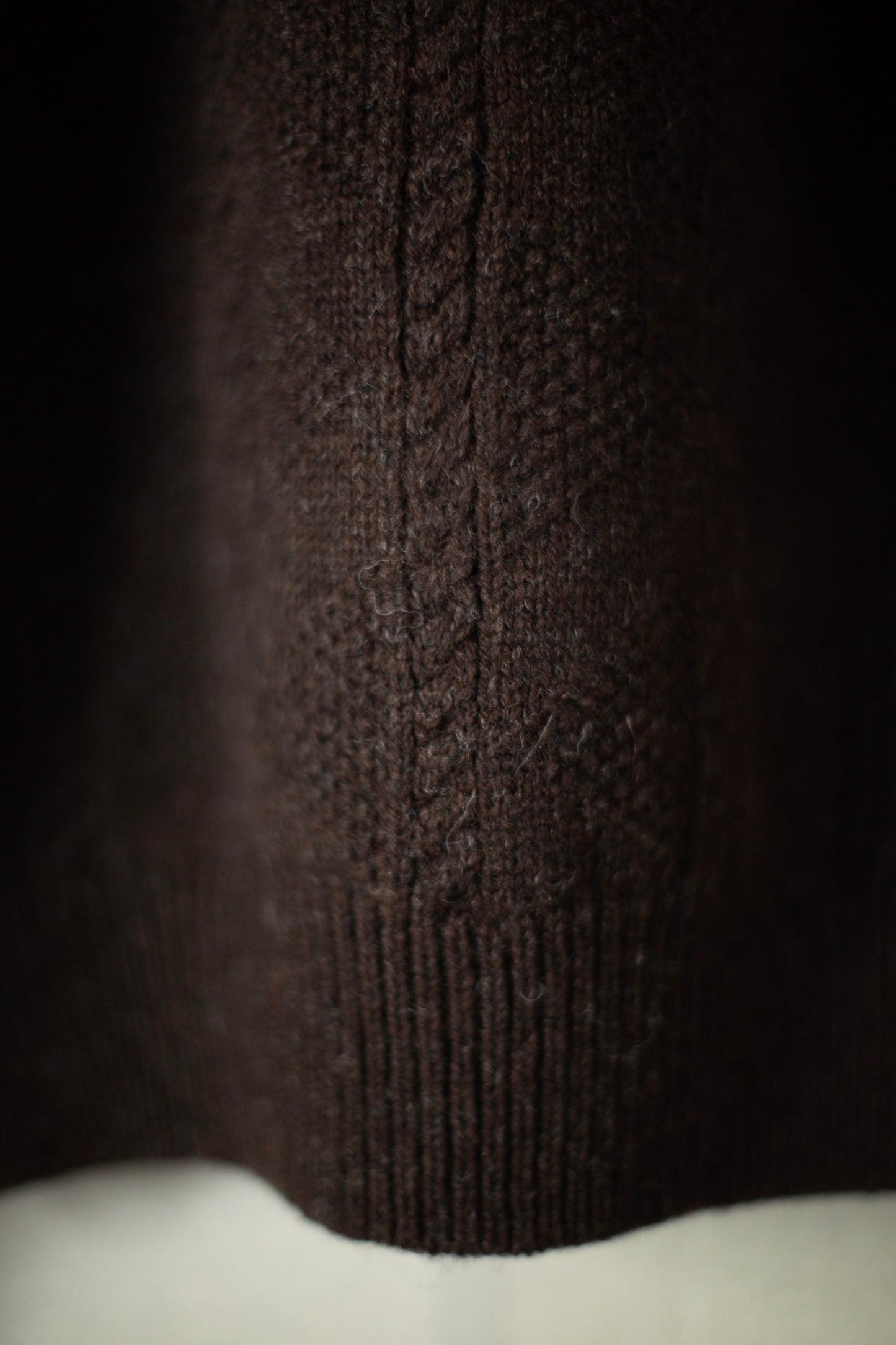 DARK BROWN SHETLAND WOOL GANSEY KNIT SWEATER
