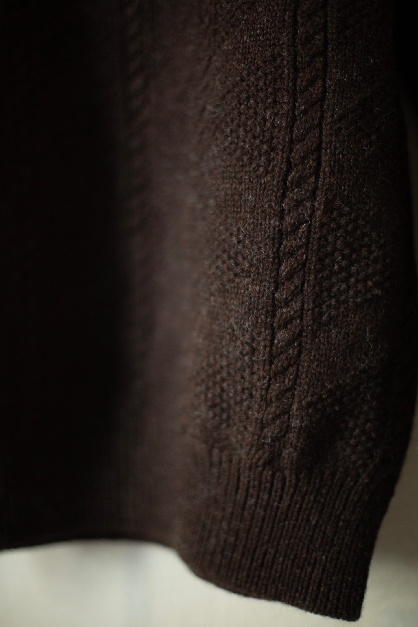 DARK BROWN SHETLAND WOOL GANSEY KNIT SWEATER