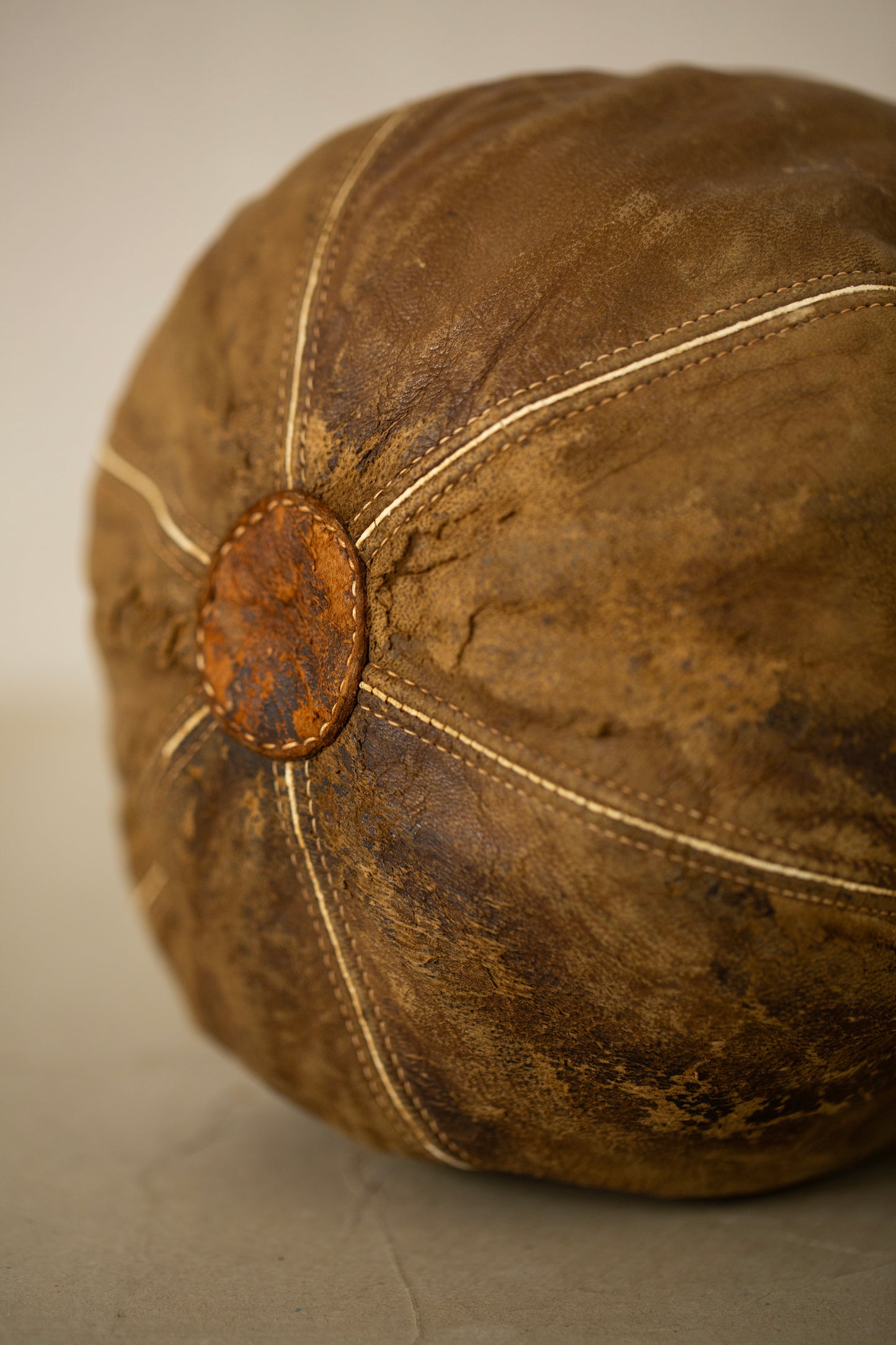 Antique leather boxing ball