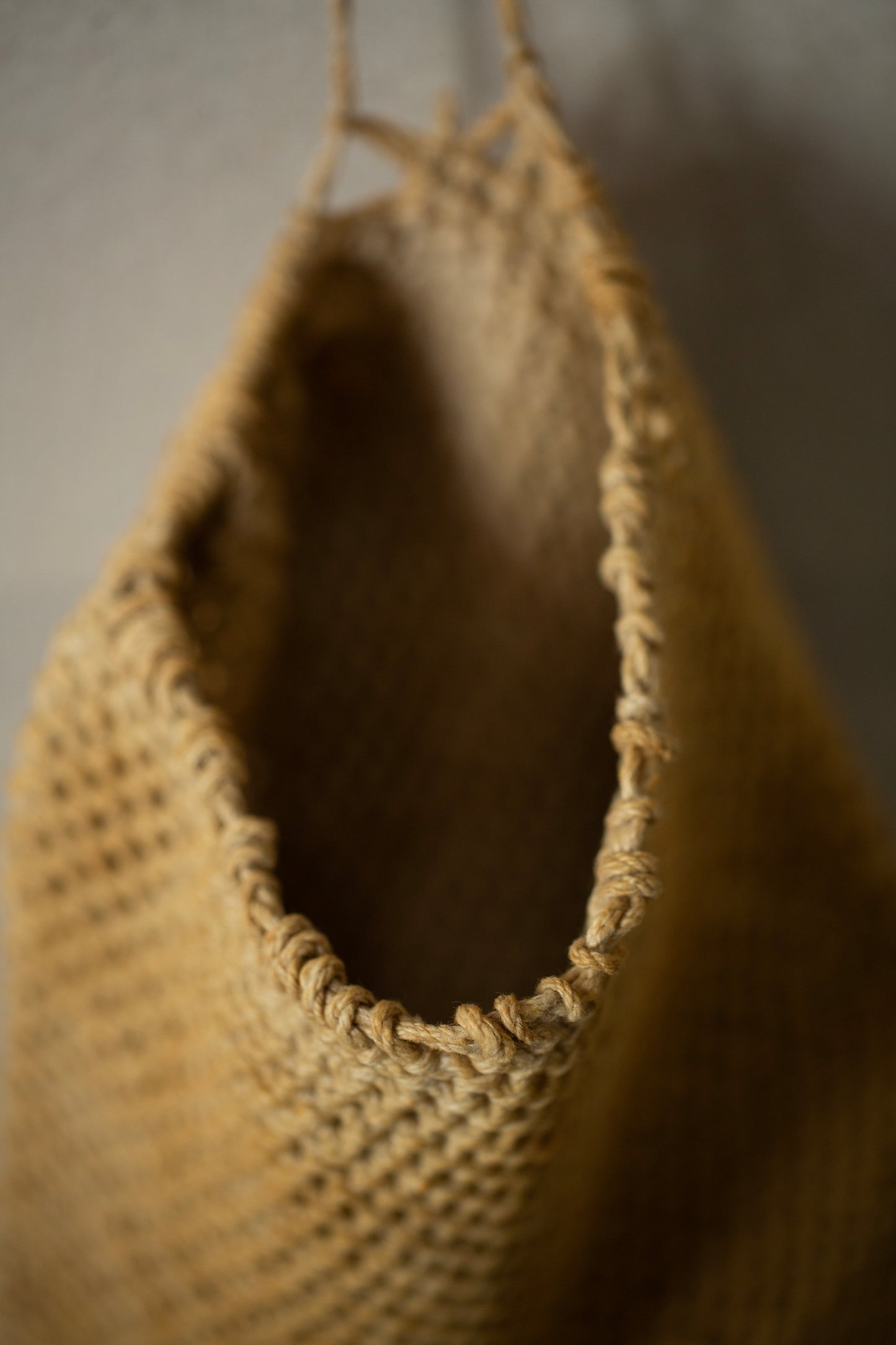 Antique hand knotted foraging pouch bag.