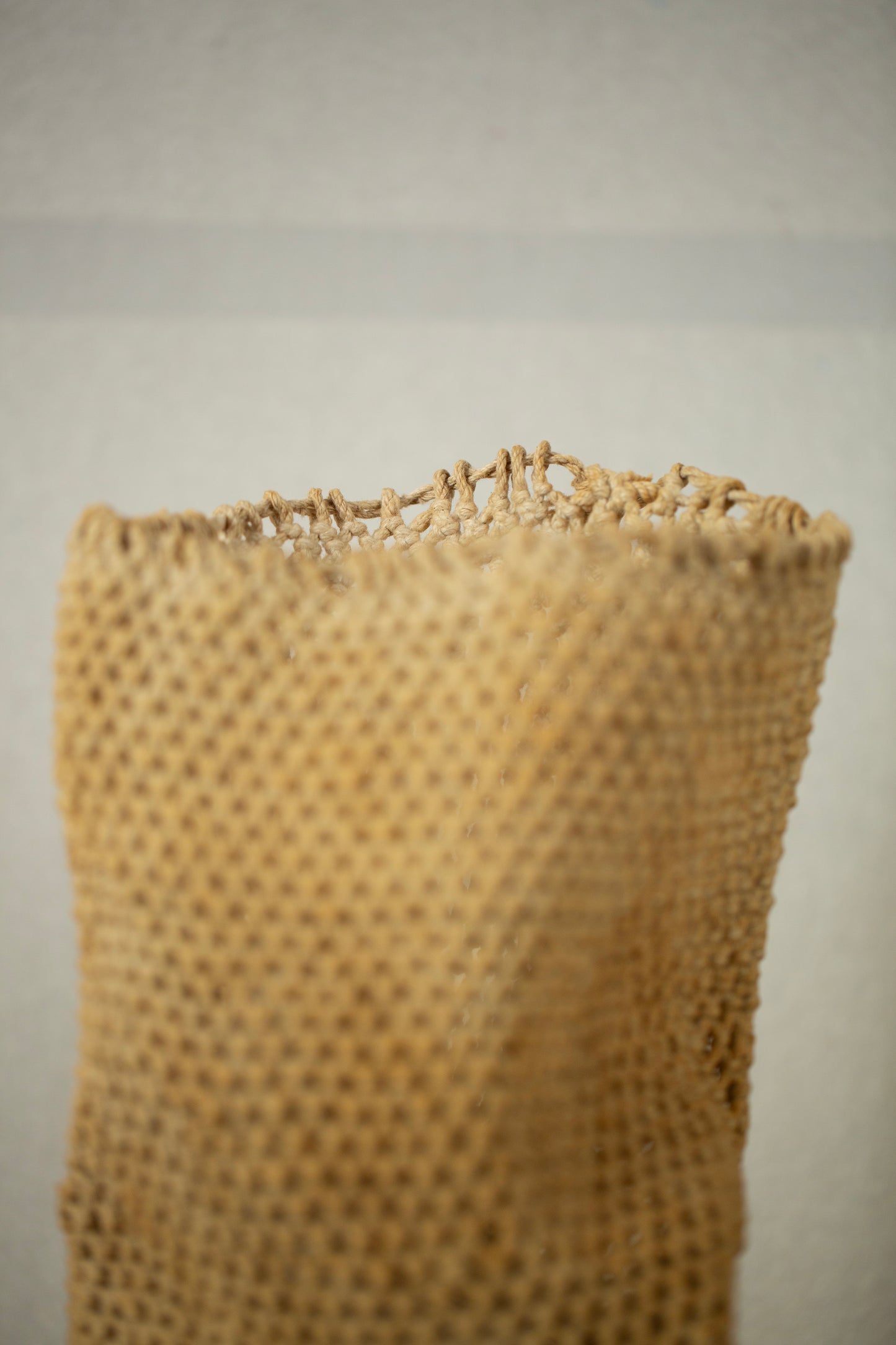 Antique hand knotted foraging pouch bag.