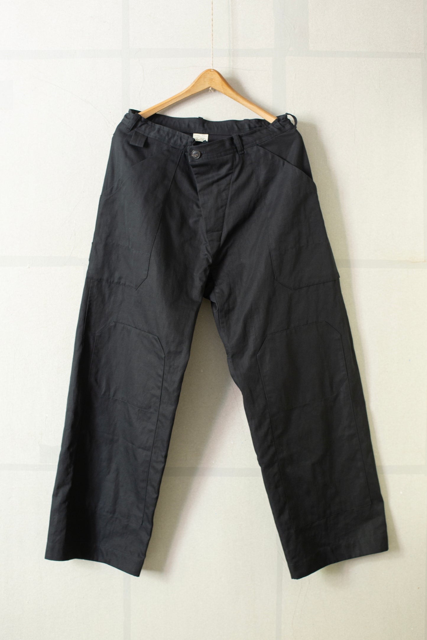 TROUSERS#75 - BLACK COTTON HEMP DENSE TWILL