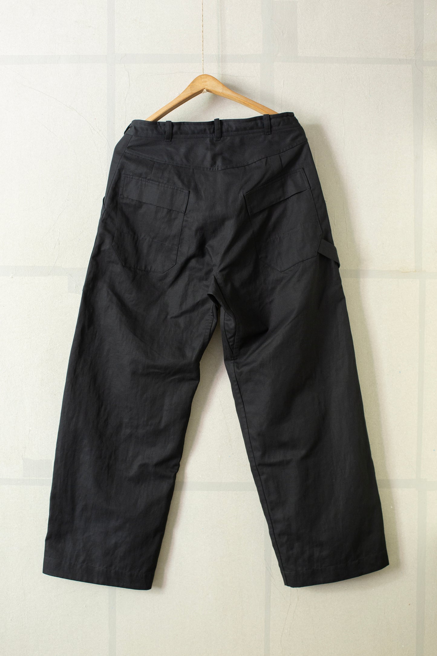 TROUSERS#75 - BLACK COTTON HEMP DENSE TWILL
