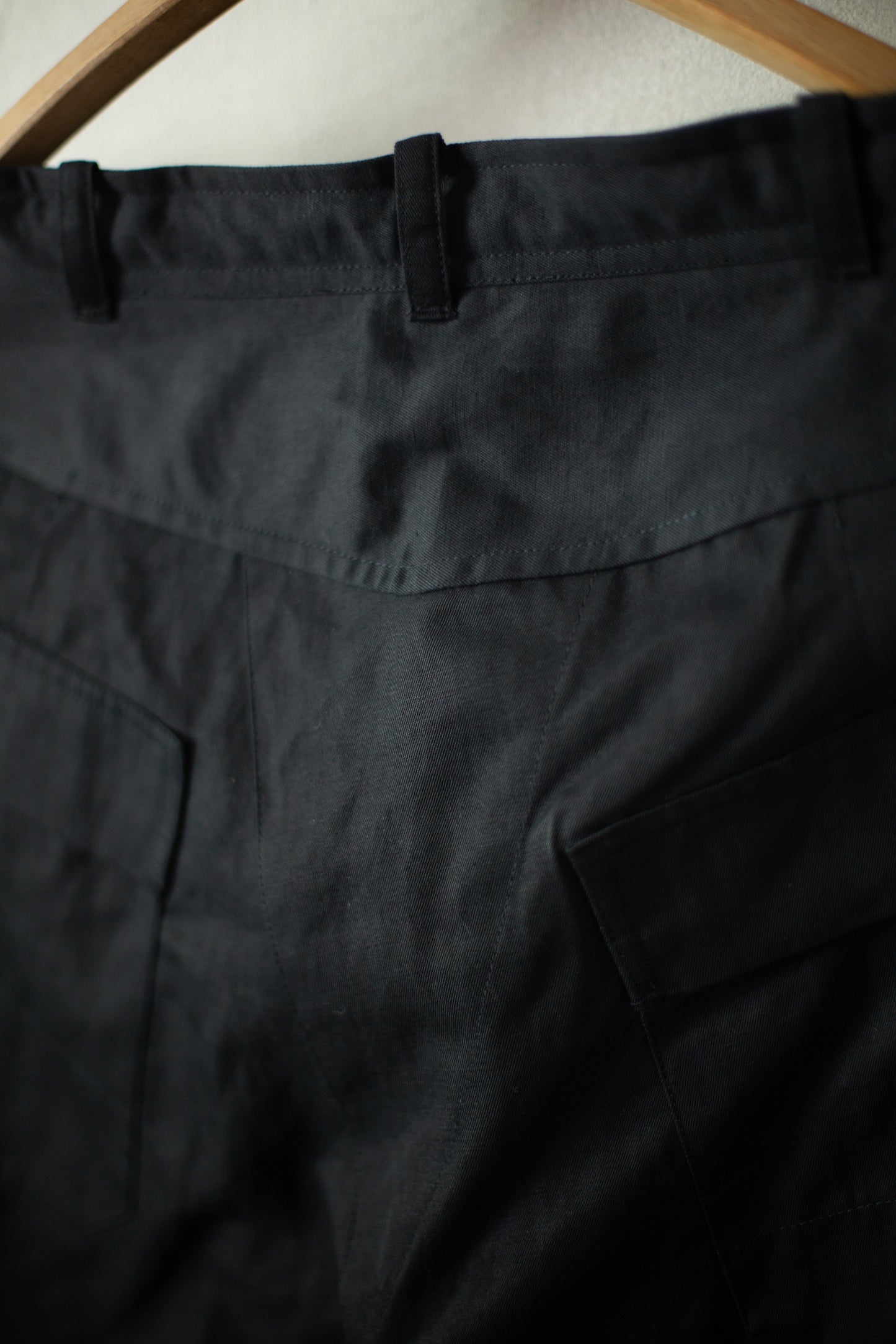 TROUSERS#75 - BLACK COTTON HEMP DENSE TWILL
