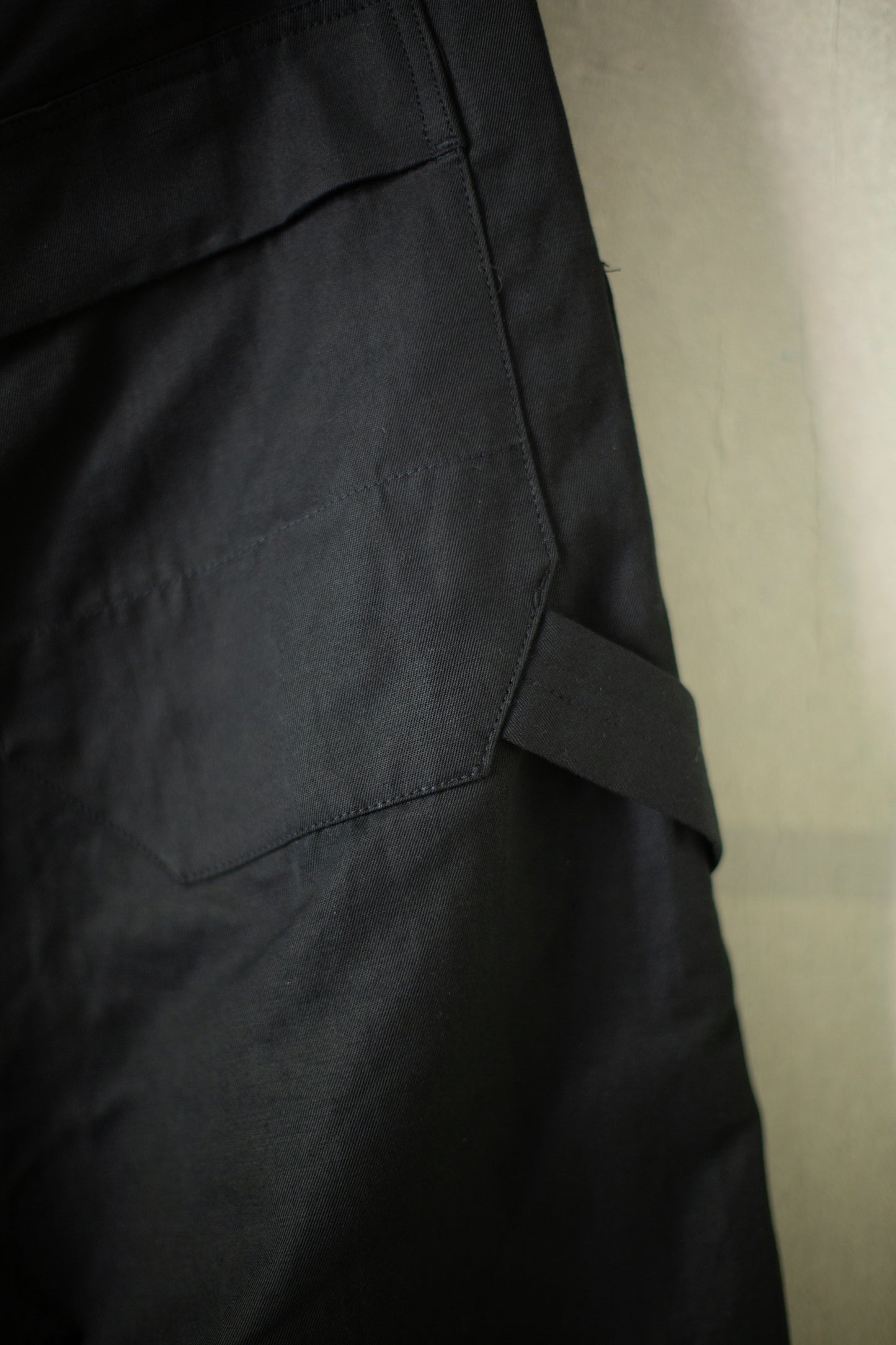 TROUSERS#75 - BLACK COTTON HEMP DENSE TWILL