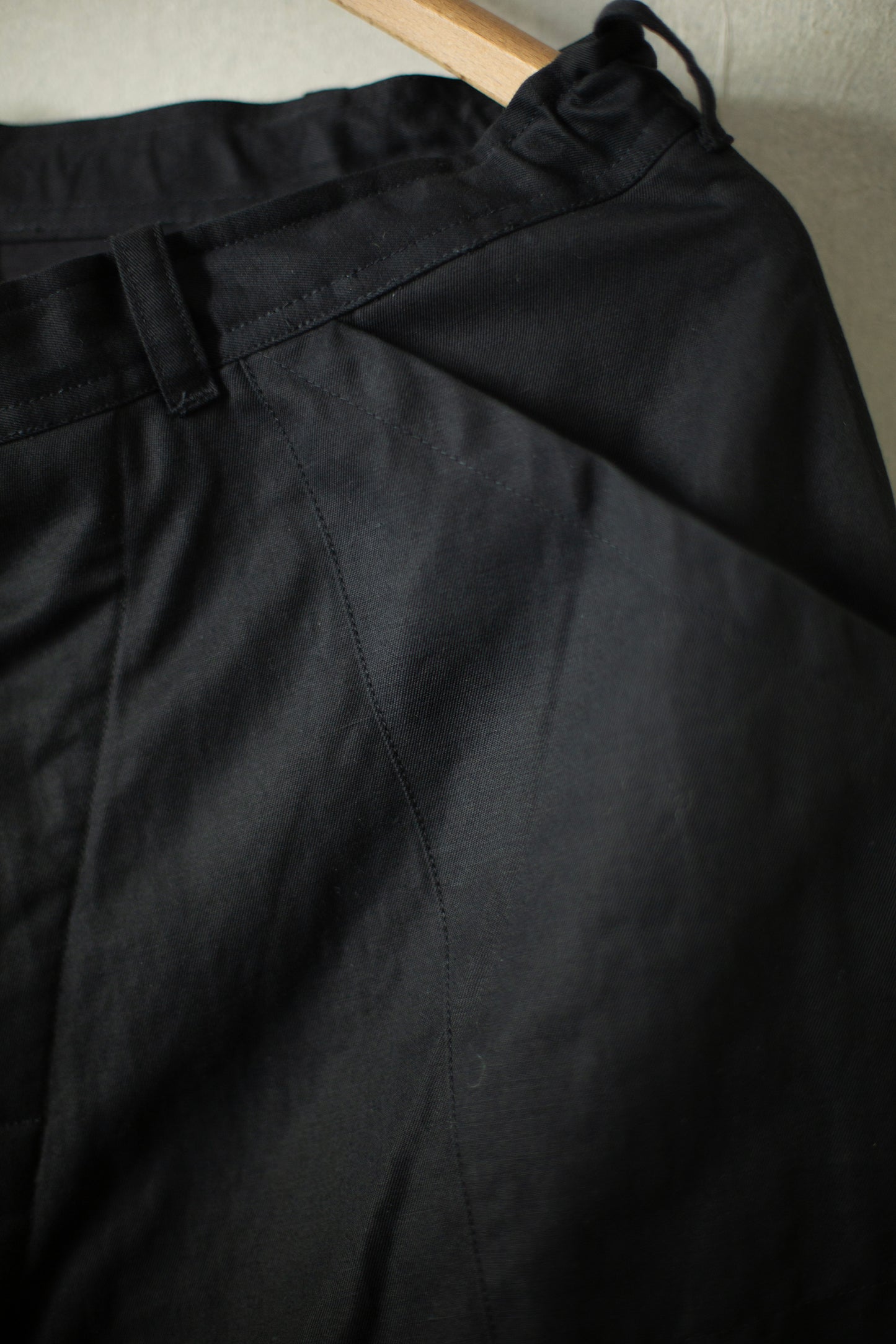 TROUSERS#75 - BLACK COTTON HEMP DENSE TWILL