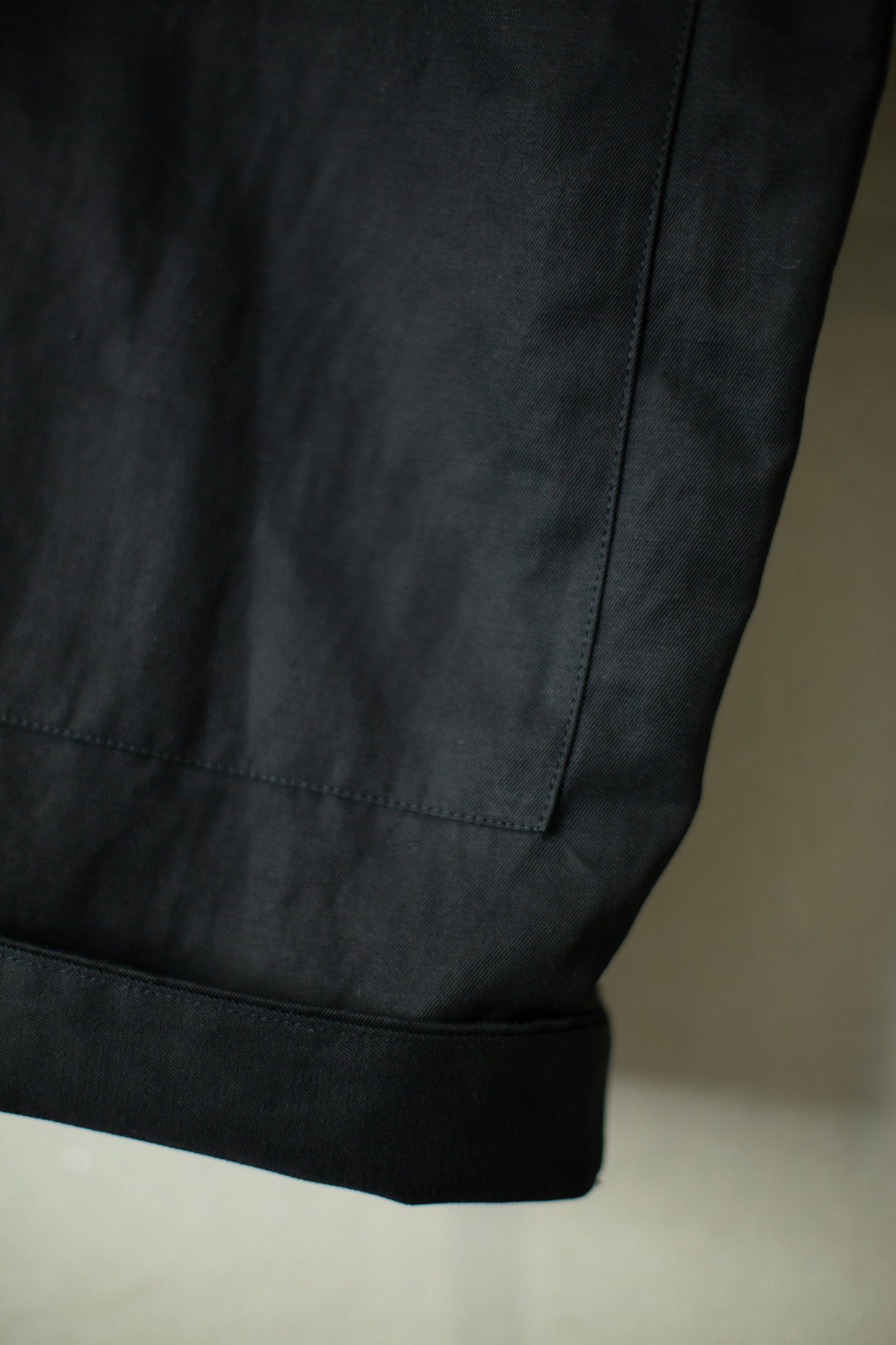 TROUSERS#75 - BLACK COTTON HEMP DENSE TWILL