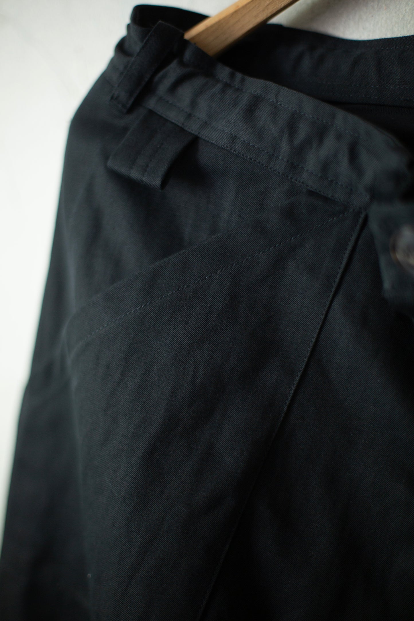 TROUSERS#75 - BLACK COTTON HEMP DENSE TWILL