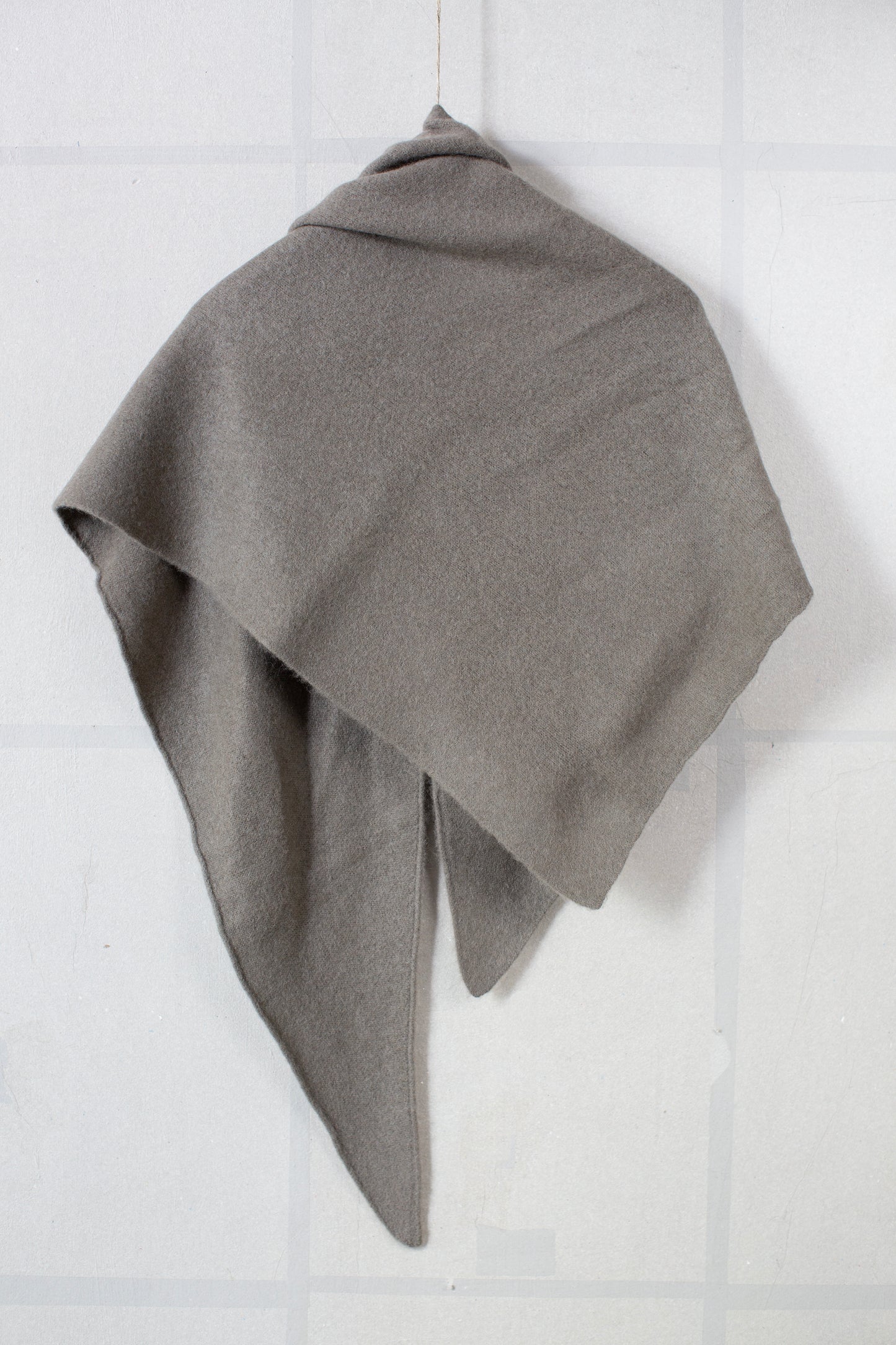 Grey yak wool triangle scarf