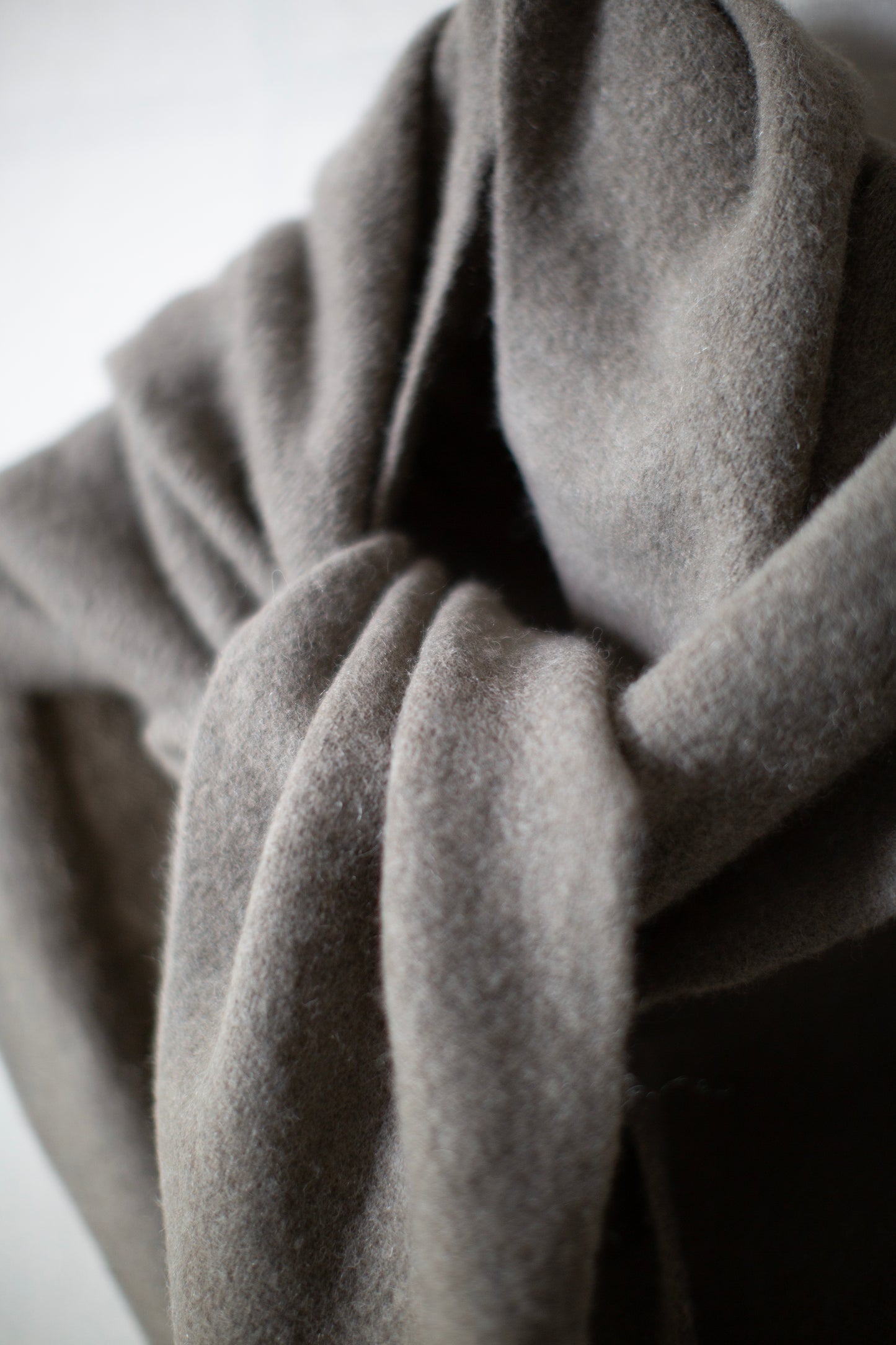 Grey yak wool triangle scarf