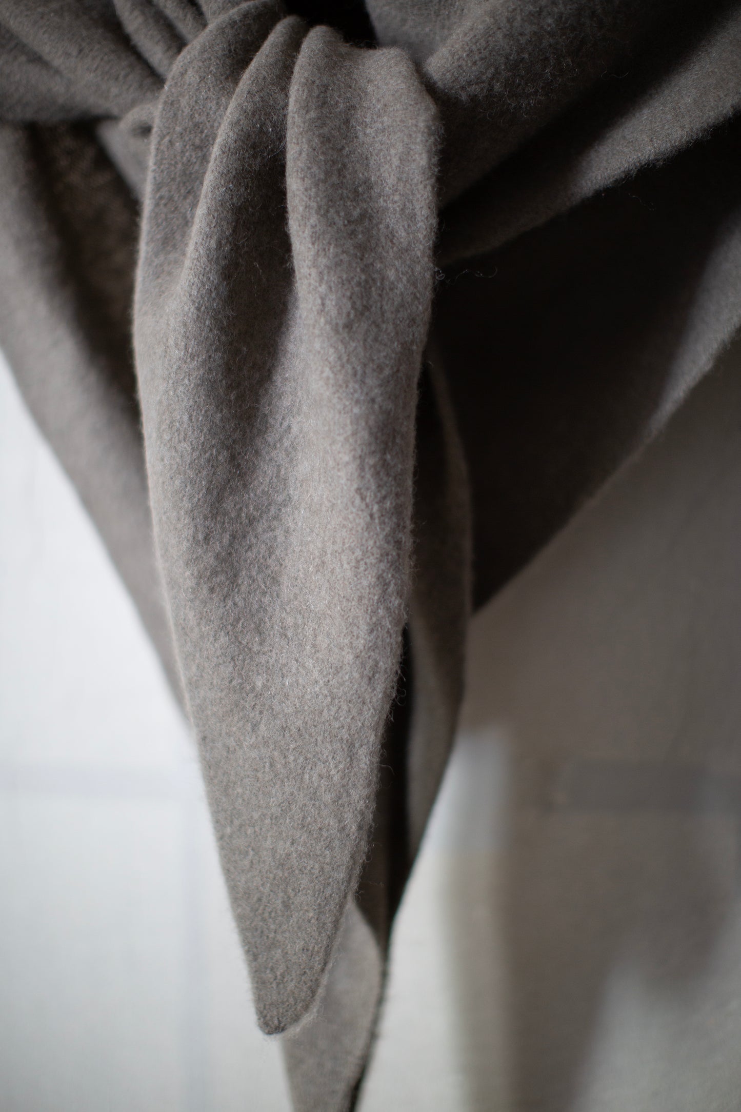 Grey yak wool triangle scarf