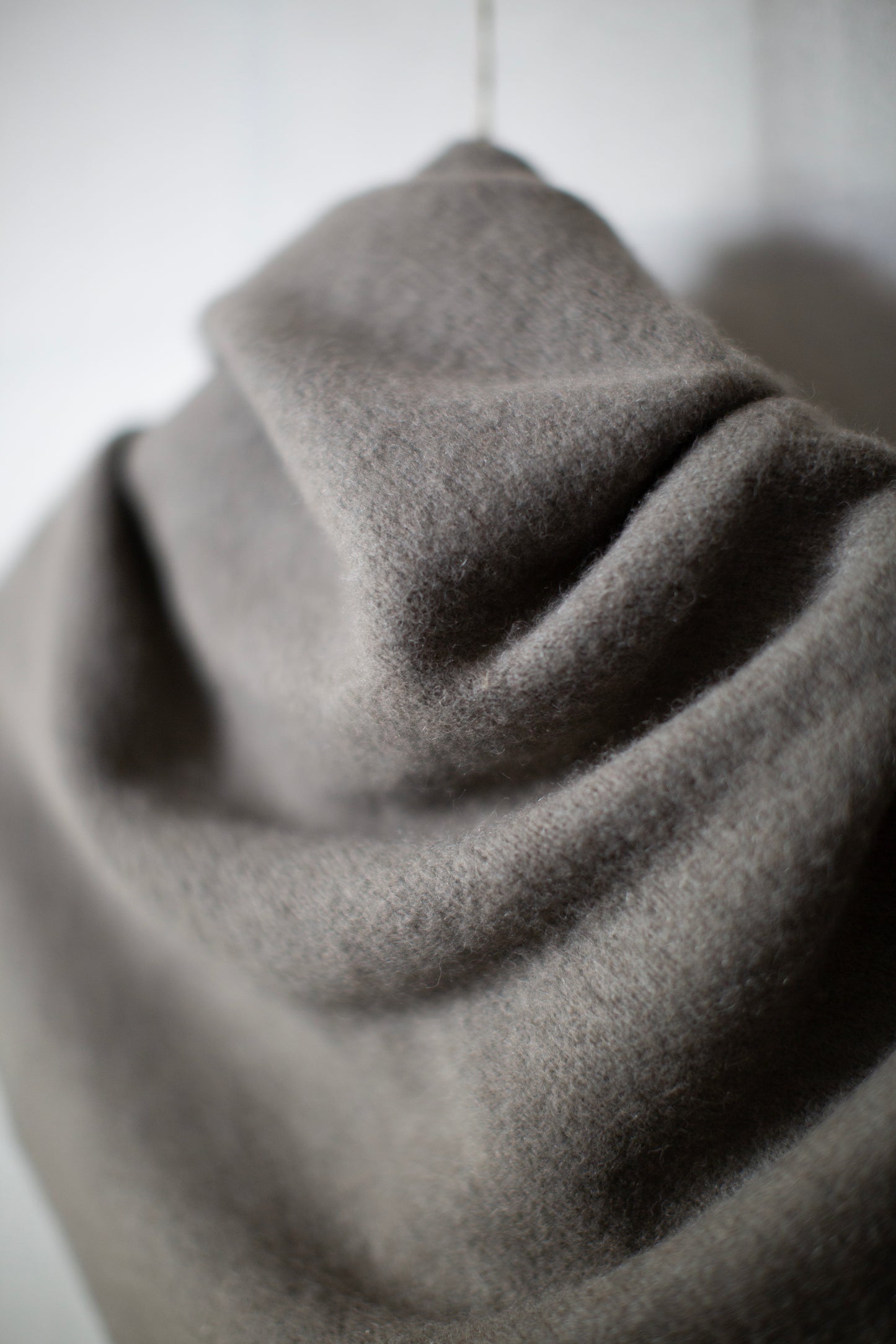 Grey yak wool triangle scarf