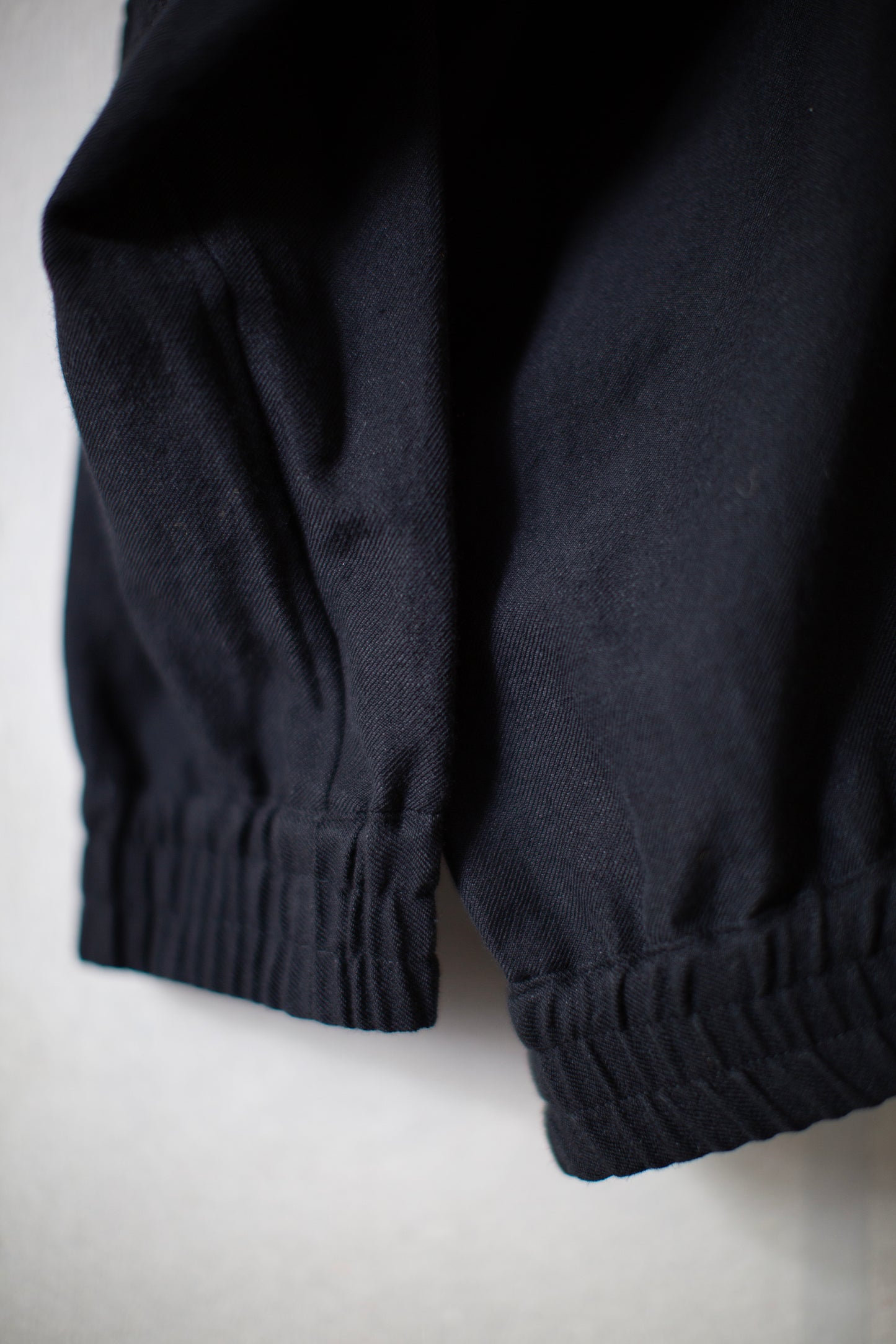 High neck hooded wool/linen/cotton twill bomber jacket