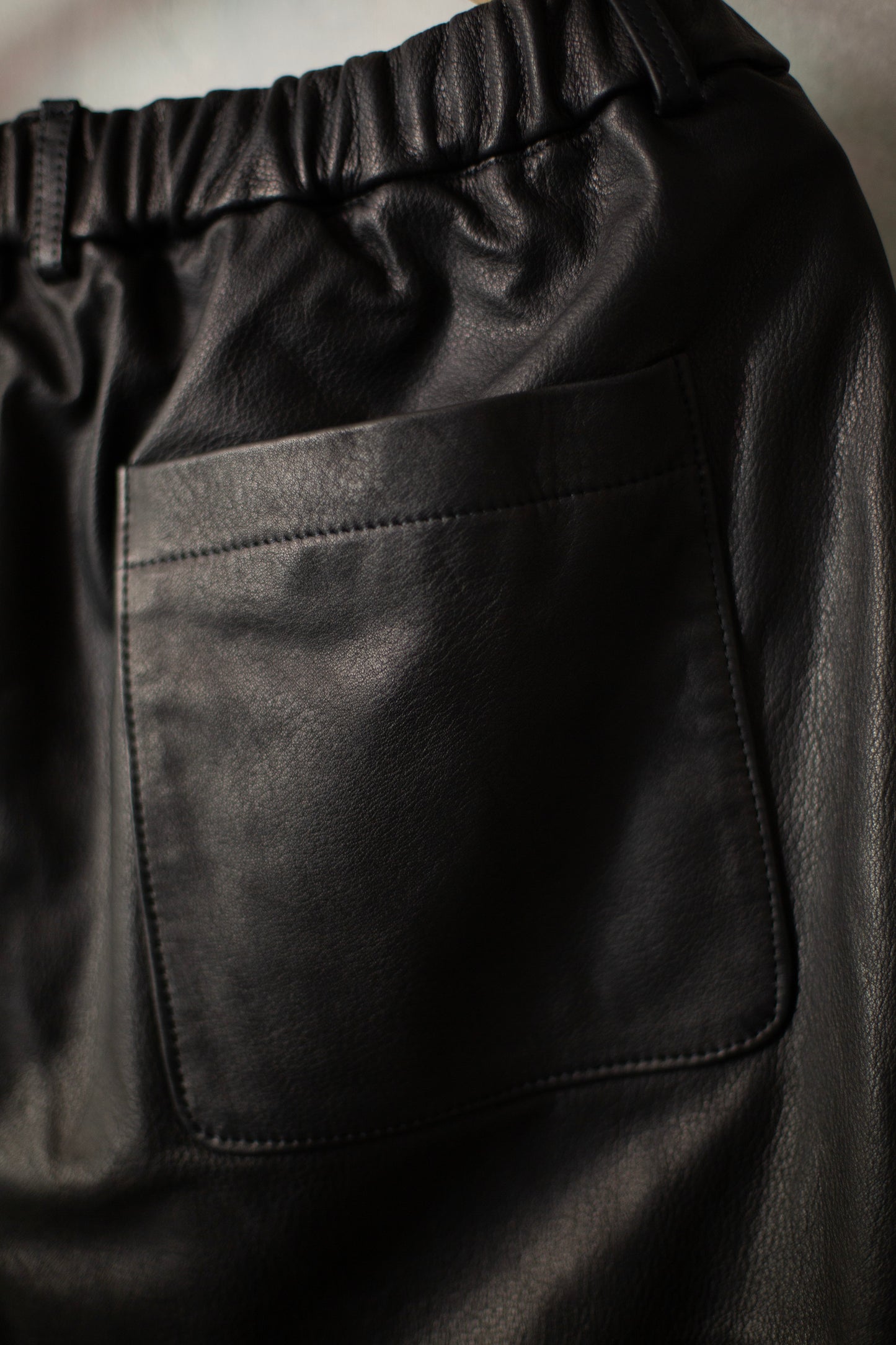 Two Tuck Leather Wide Fit Trousers Black