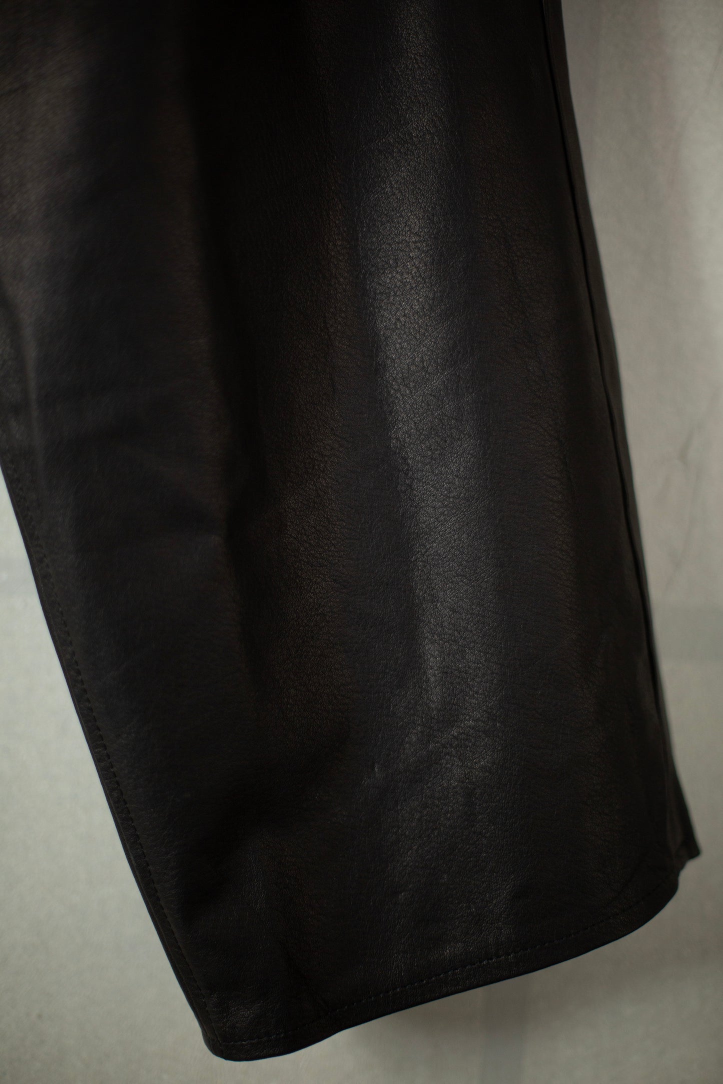 Two Tuck Leather Wide Fit Trousers Black