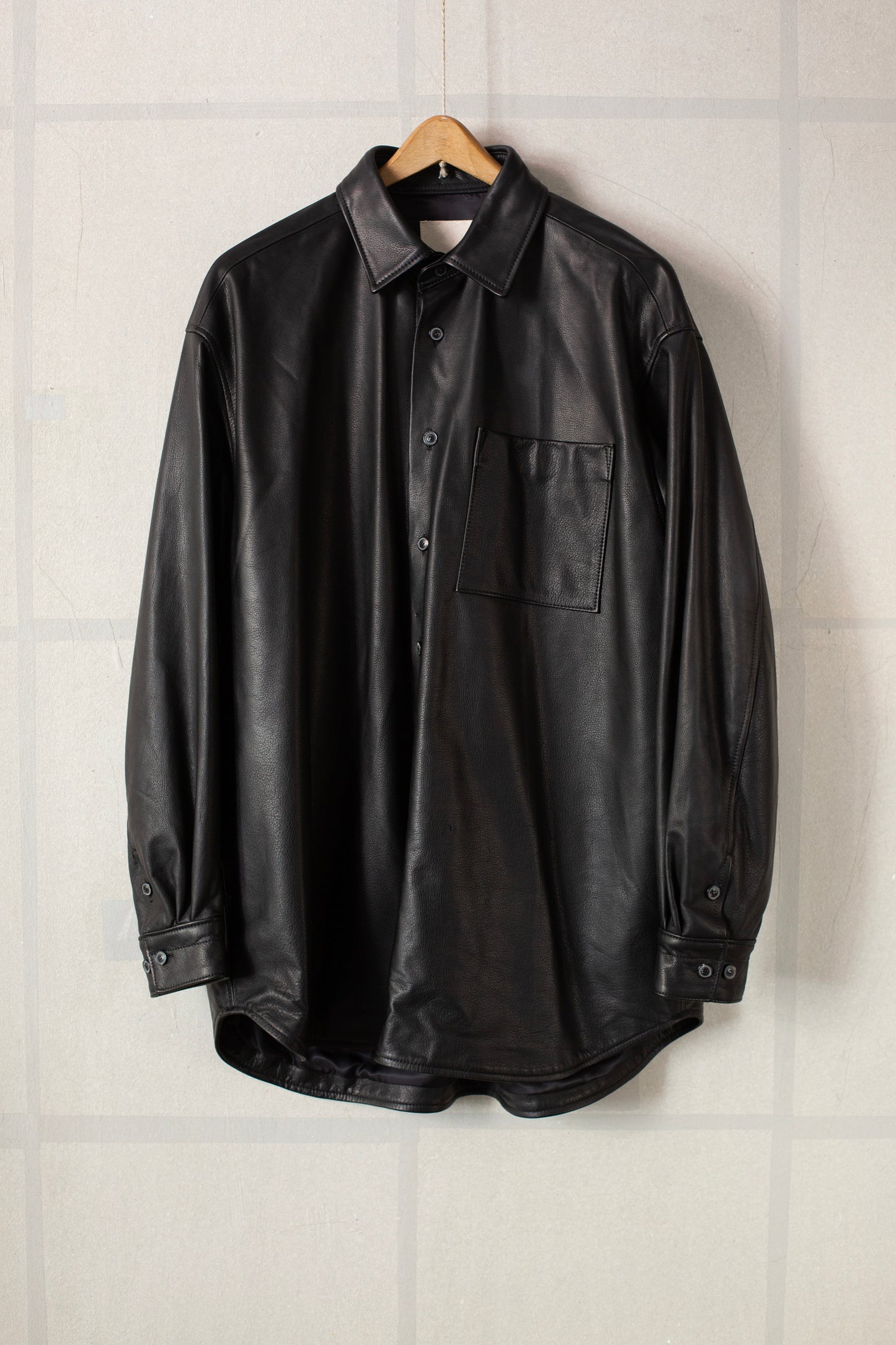 Leather Big Shirt Black