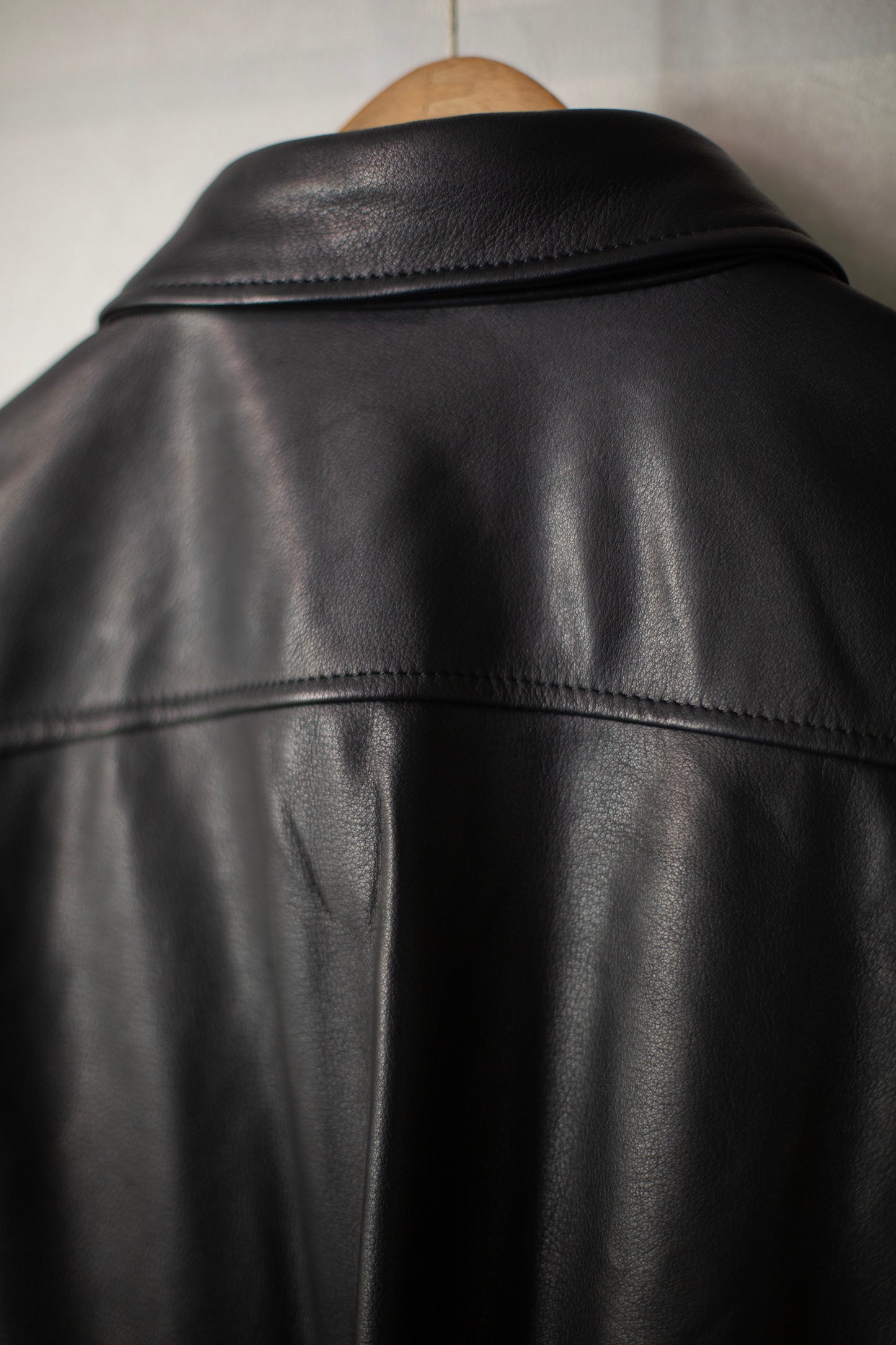 Leather Big Shirt Black