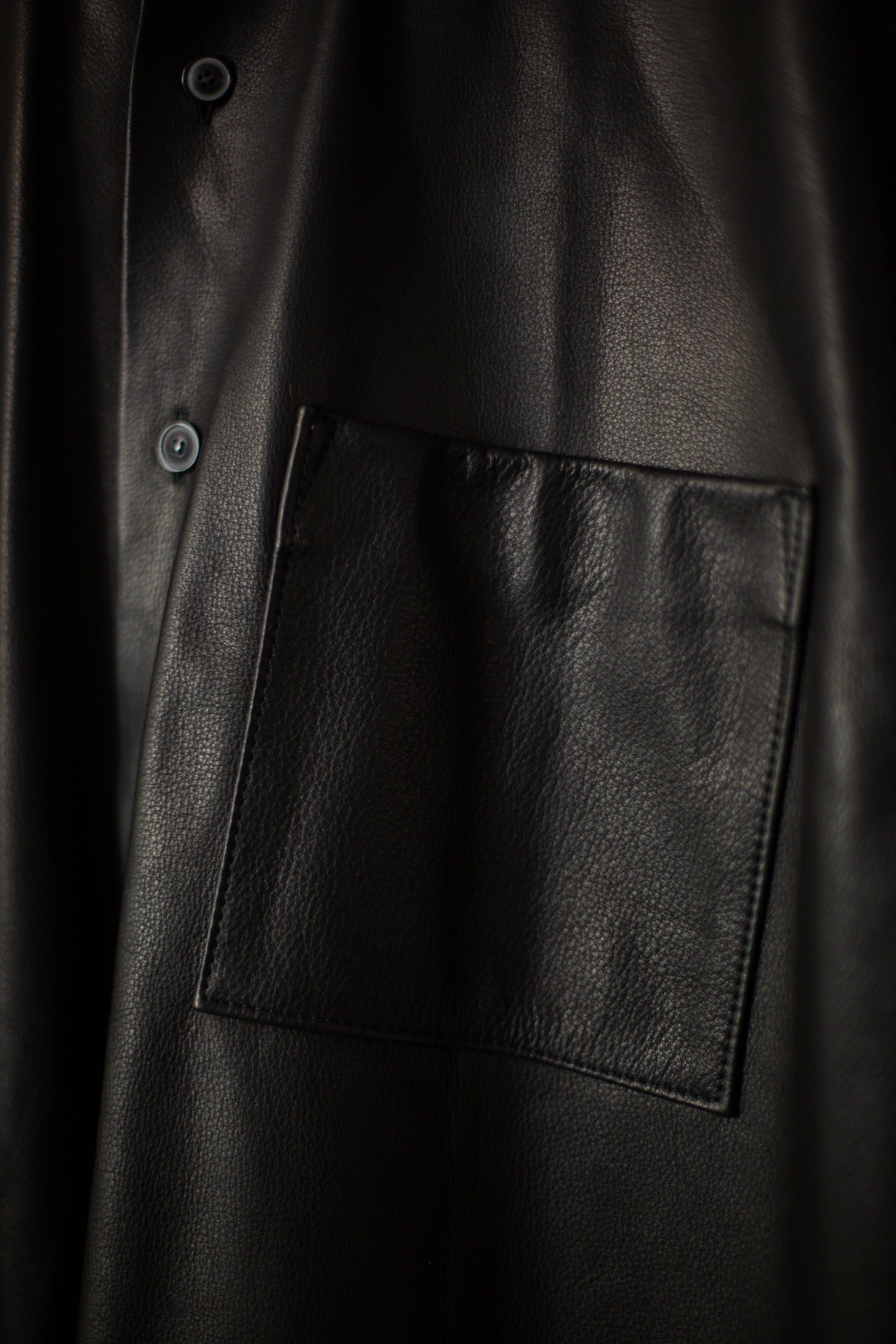 Leather Big Shirt Black