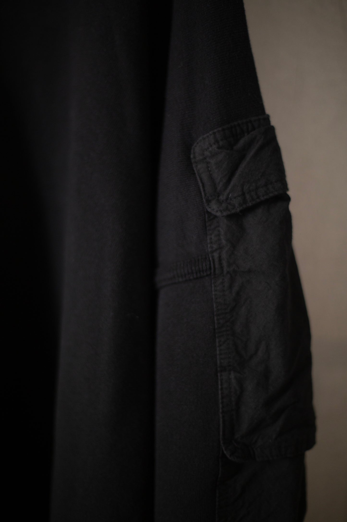 black sweat/washed dense cloth hooded sweat